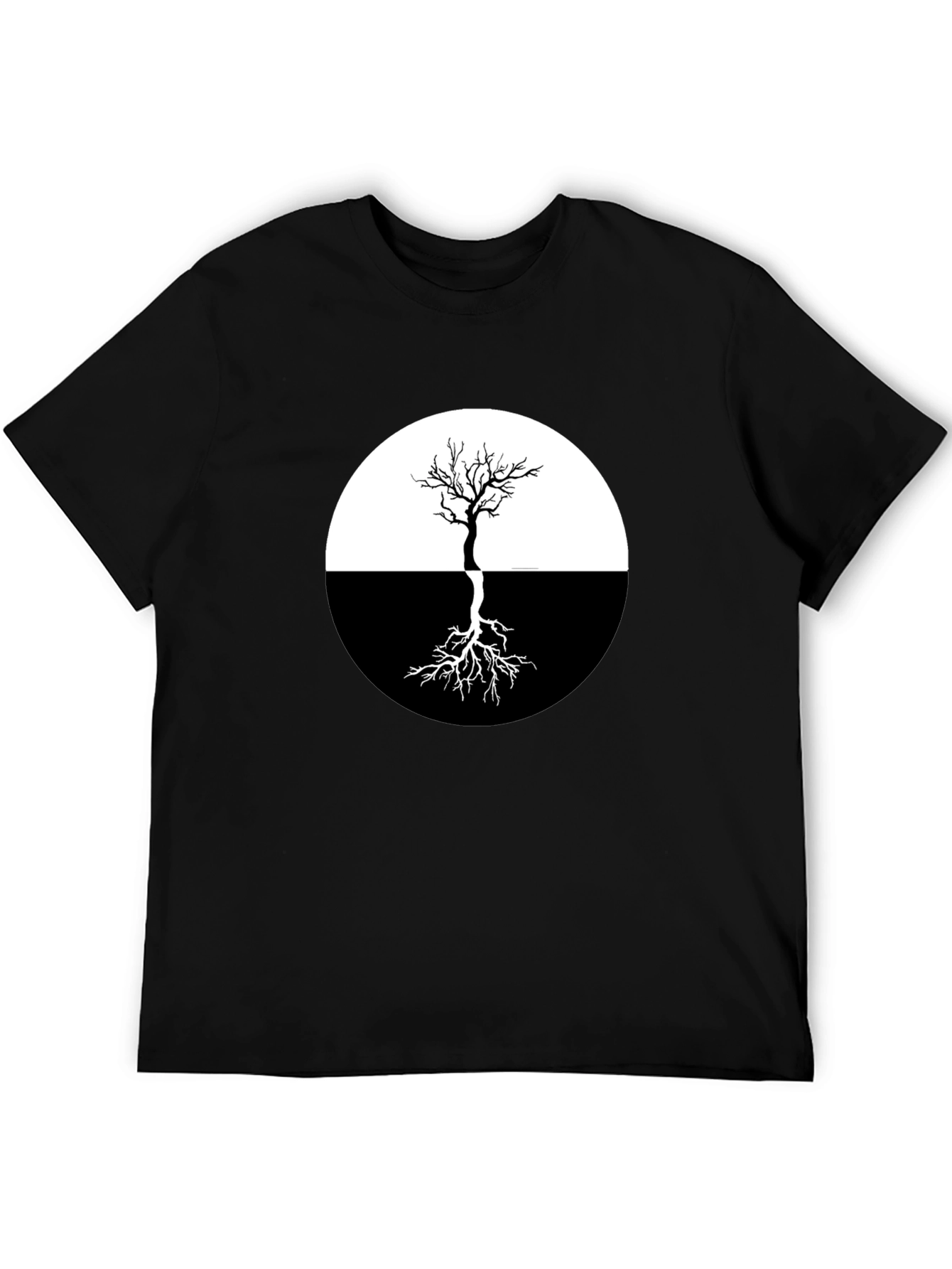 Yin Yang Tree Graphic Tee - Stylish Black T-Shirt