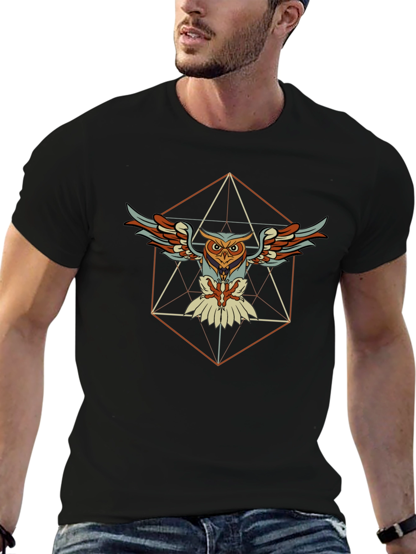 Geometric Owl T-Shirt - Stylish Graphic Tee