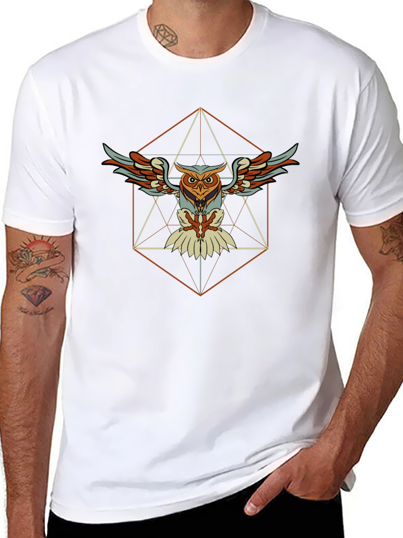 Geometric Owl T-Shirt - Stylish Graphic Tee