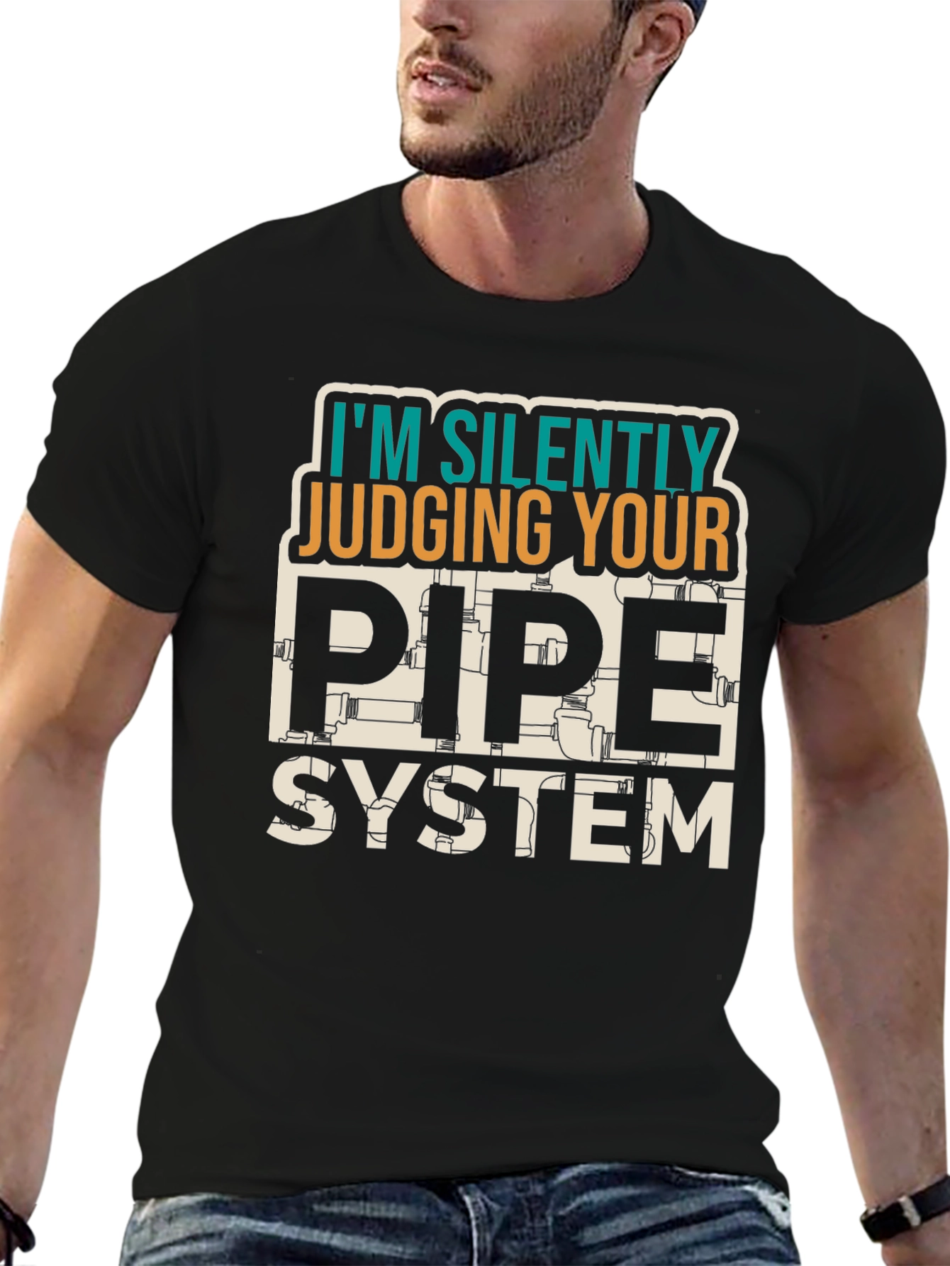 Judging Your Pipe System Black Graphic Tee