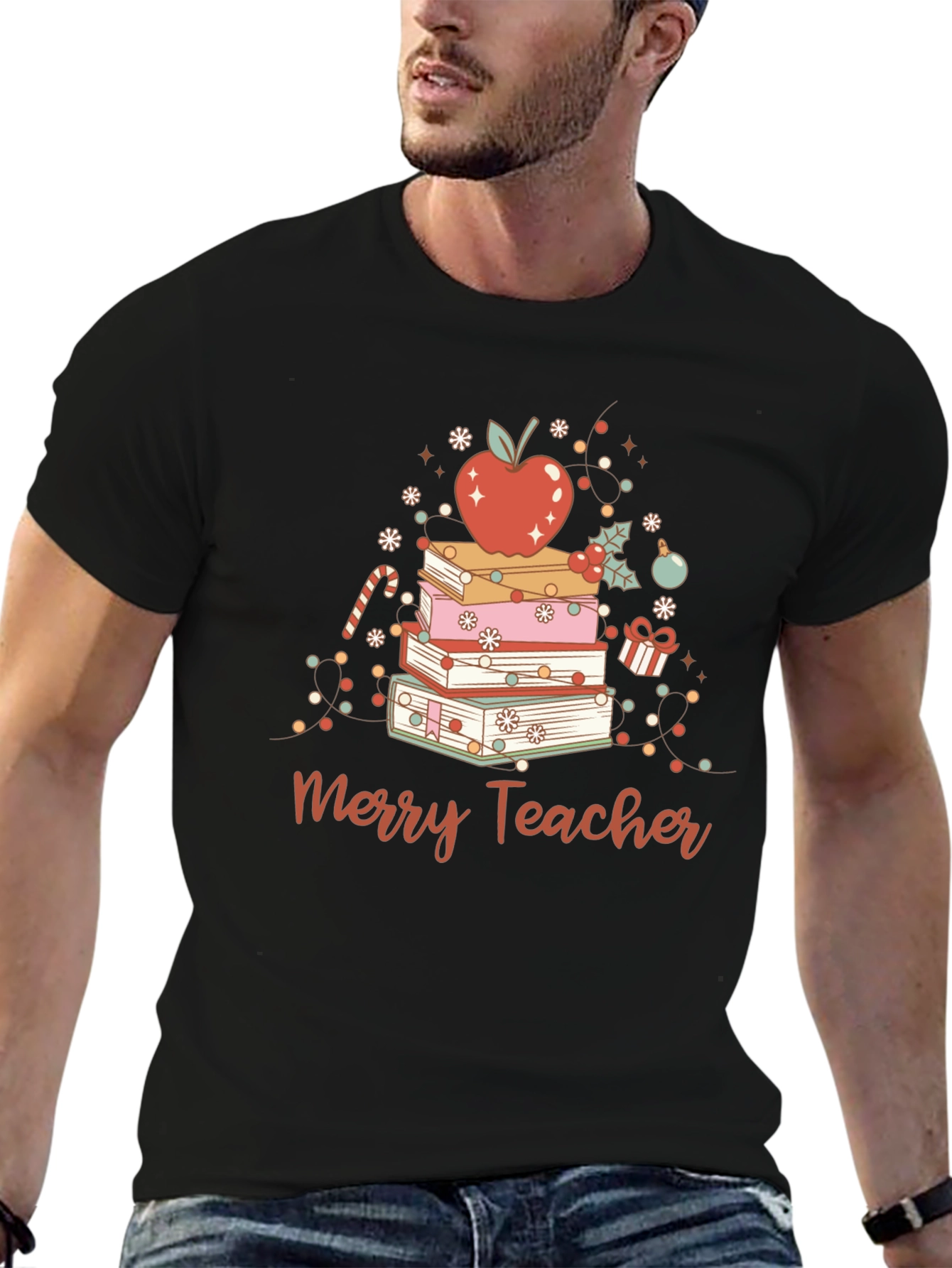 Merry Teacher Christmas Books T-Shirt