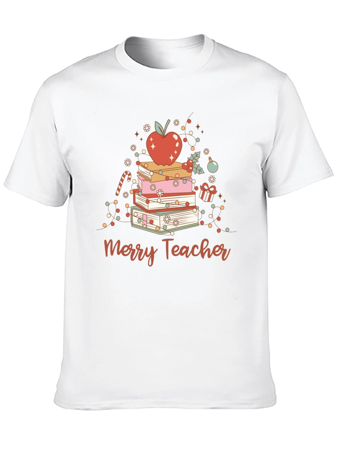 Merry Teacher Christmas Books T-Shirt