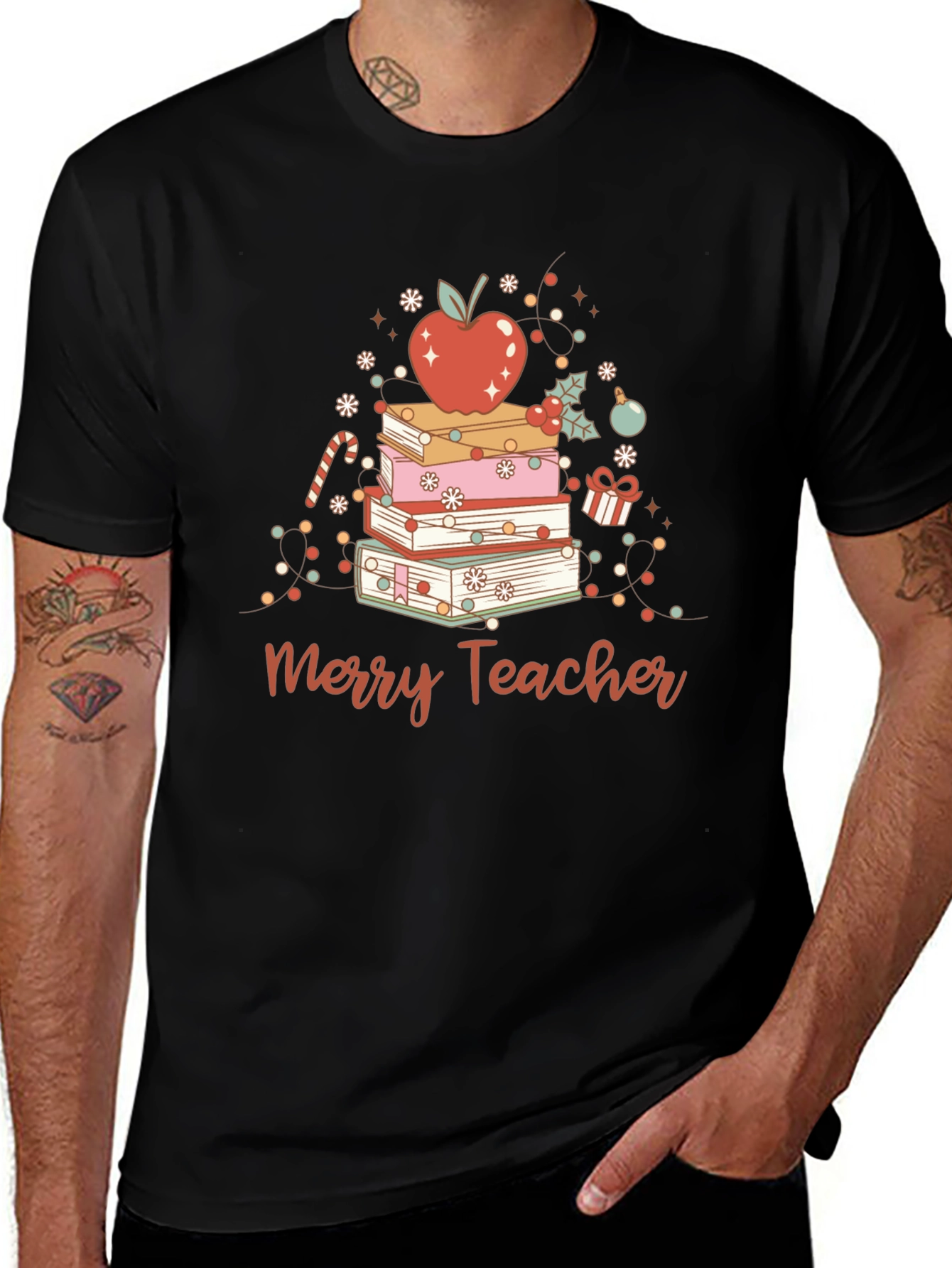 Merry Teacher Christmas Books T-Shirt