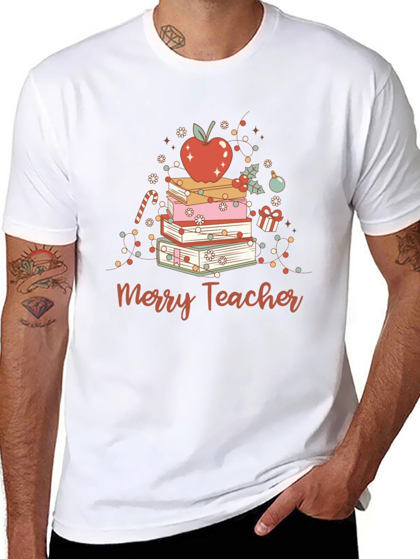 Merry Teacher Christmas Books T-Shirt