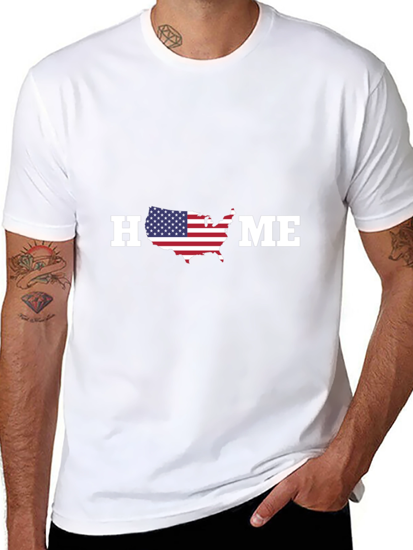 Patriotic HOME Graphic T-Shirt - USA Pride