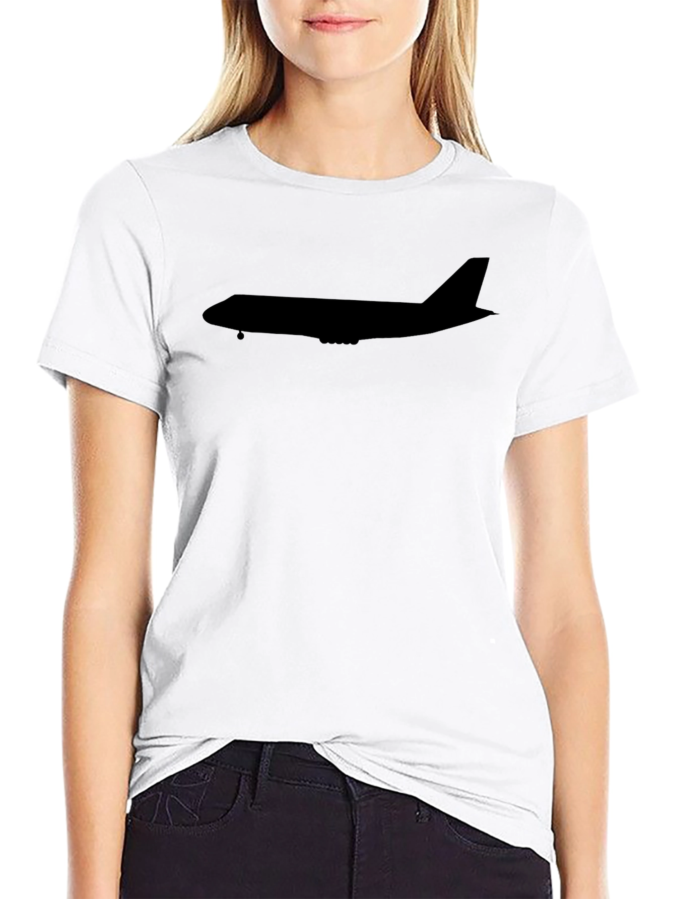 Airplane Silhouette Black T-Shirt
