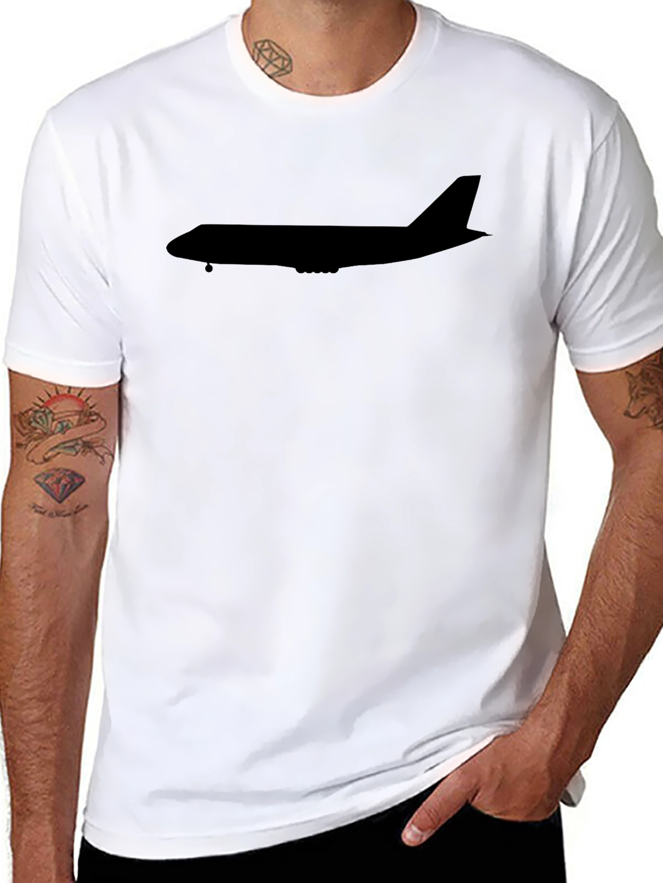 Airplane Silhouette Black T-Shirt