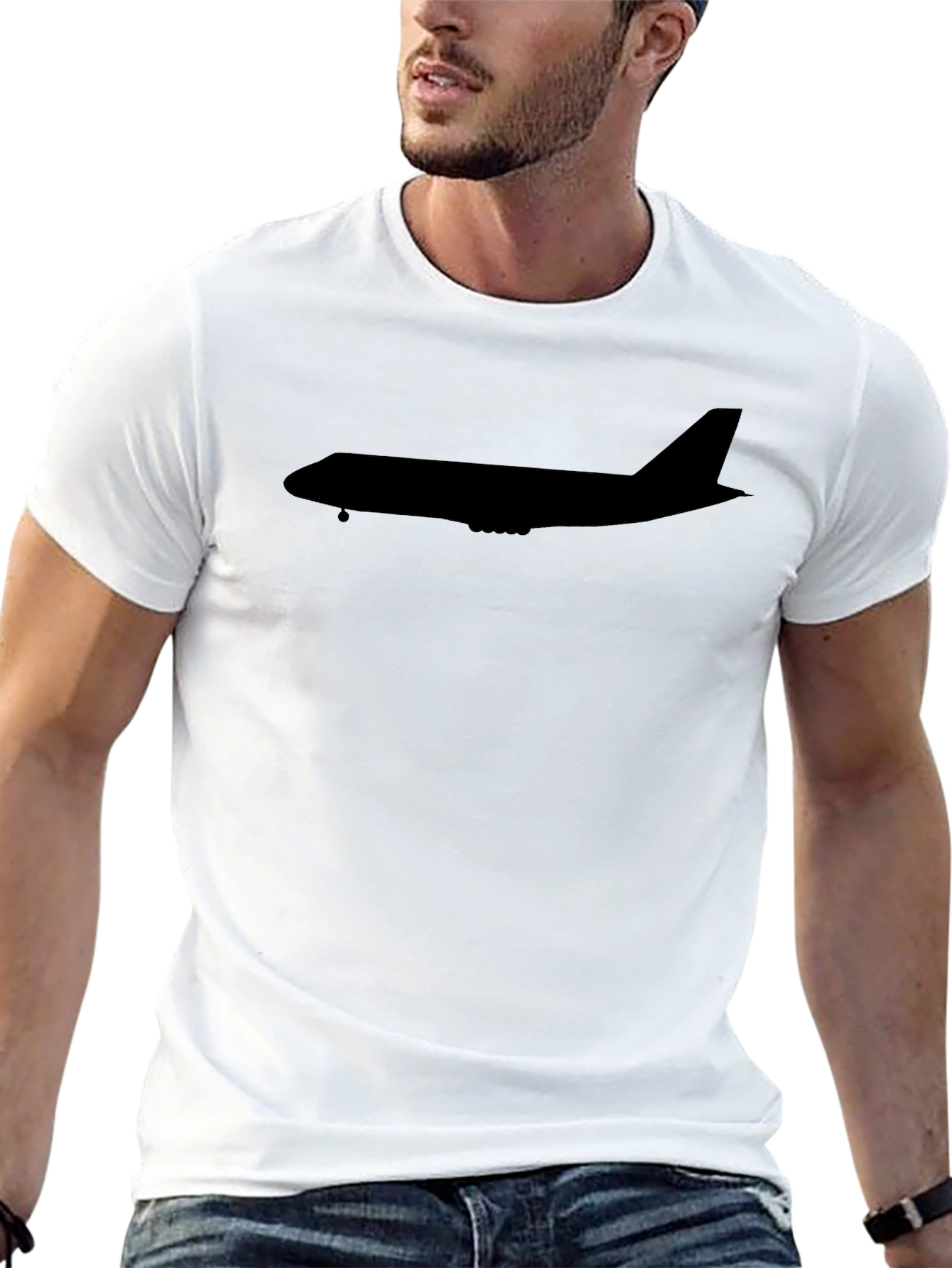 Airplane Silhouette Black T-Shirt