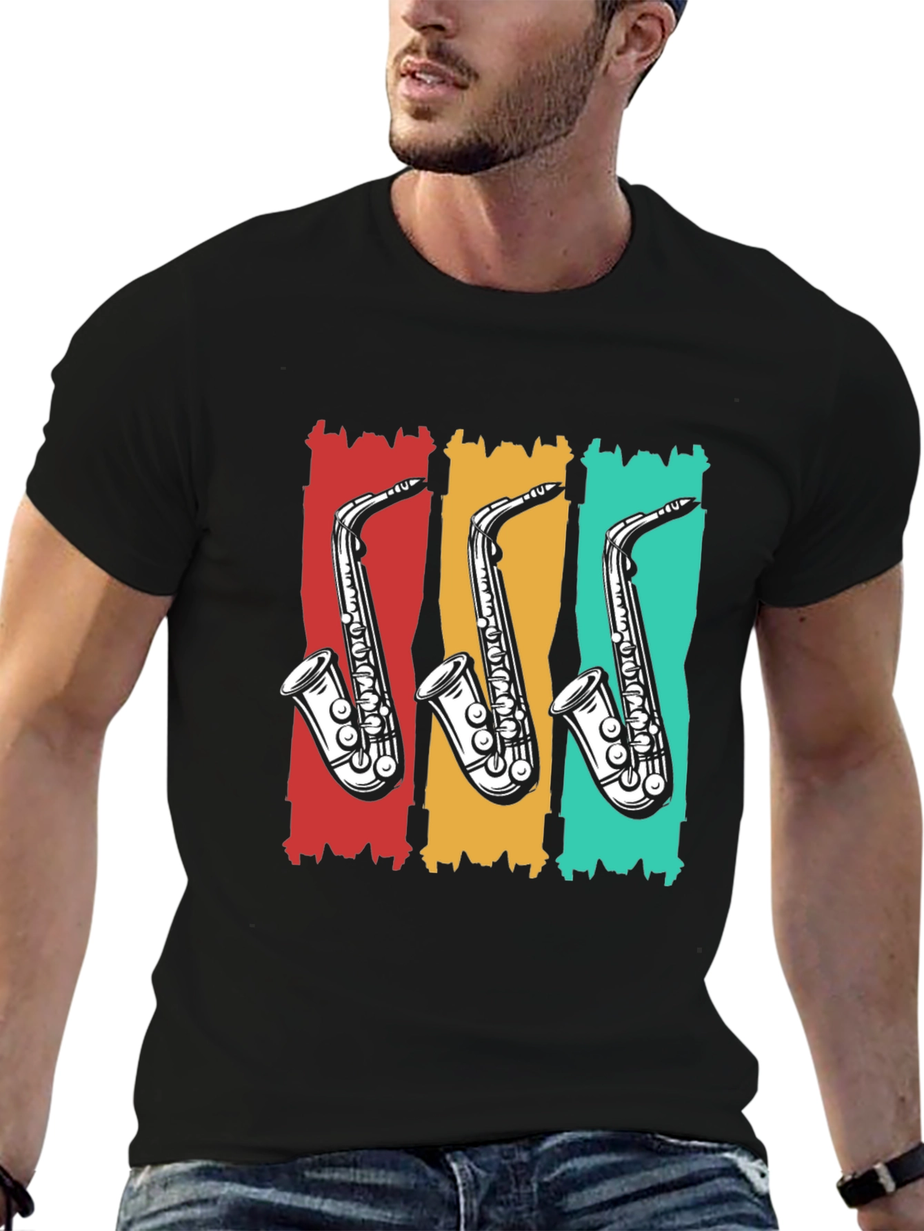 Retro Saxophone T-Shirt - Cool Music Tee