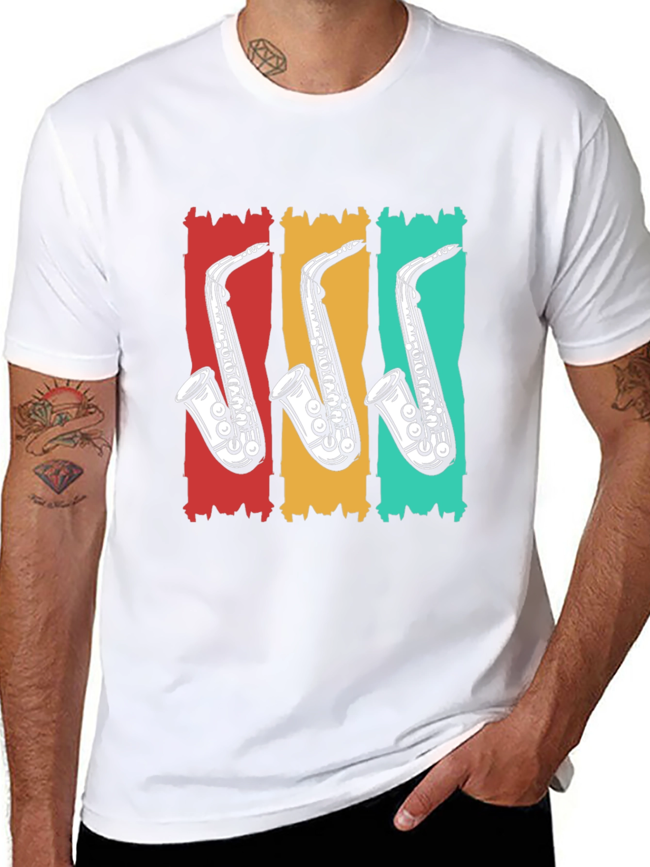 Retro Saxophone T-Shirt - Cool Music Tee