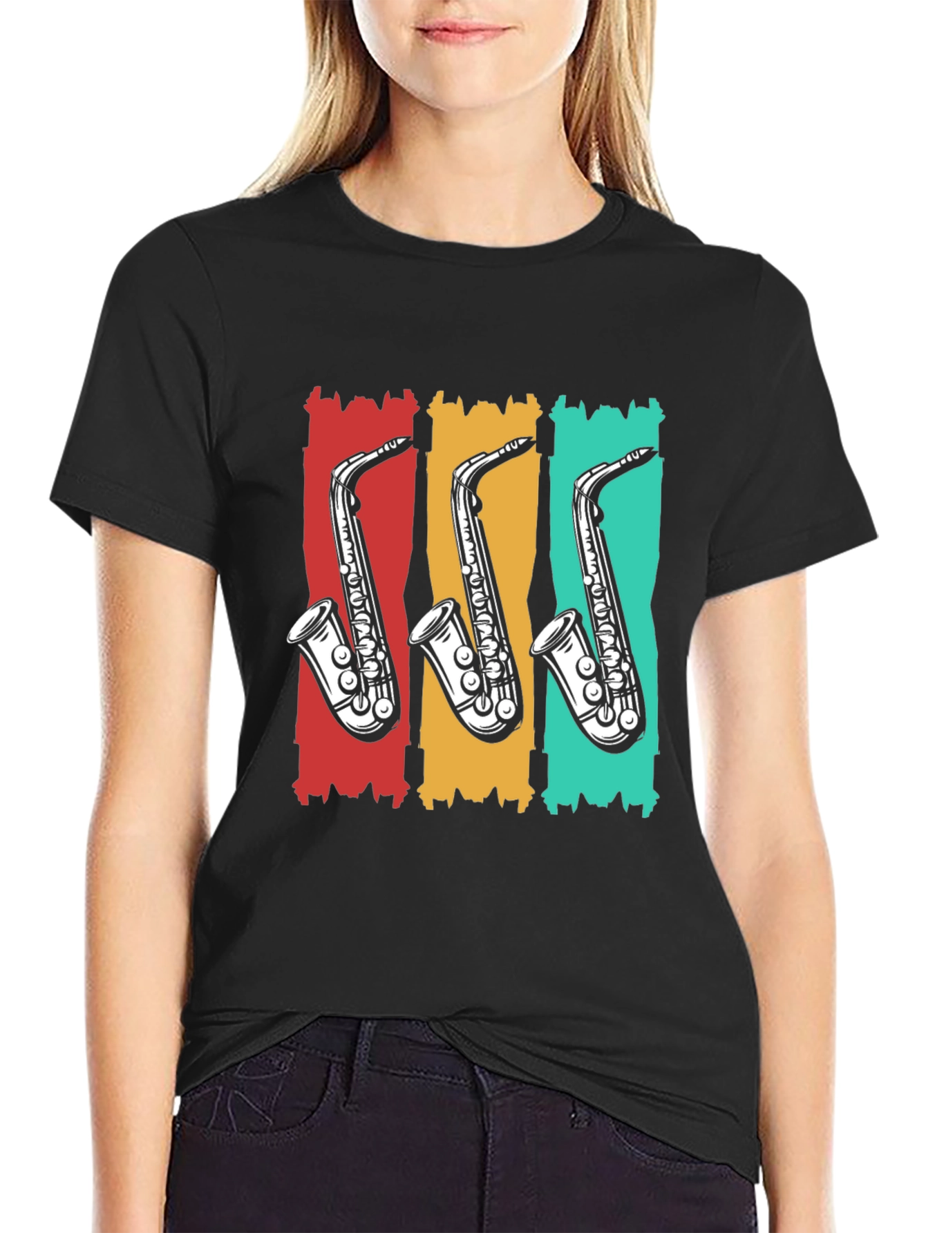 Retro Saxophone T-Shirt - Cool Music Tee