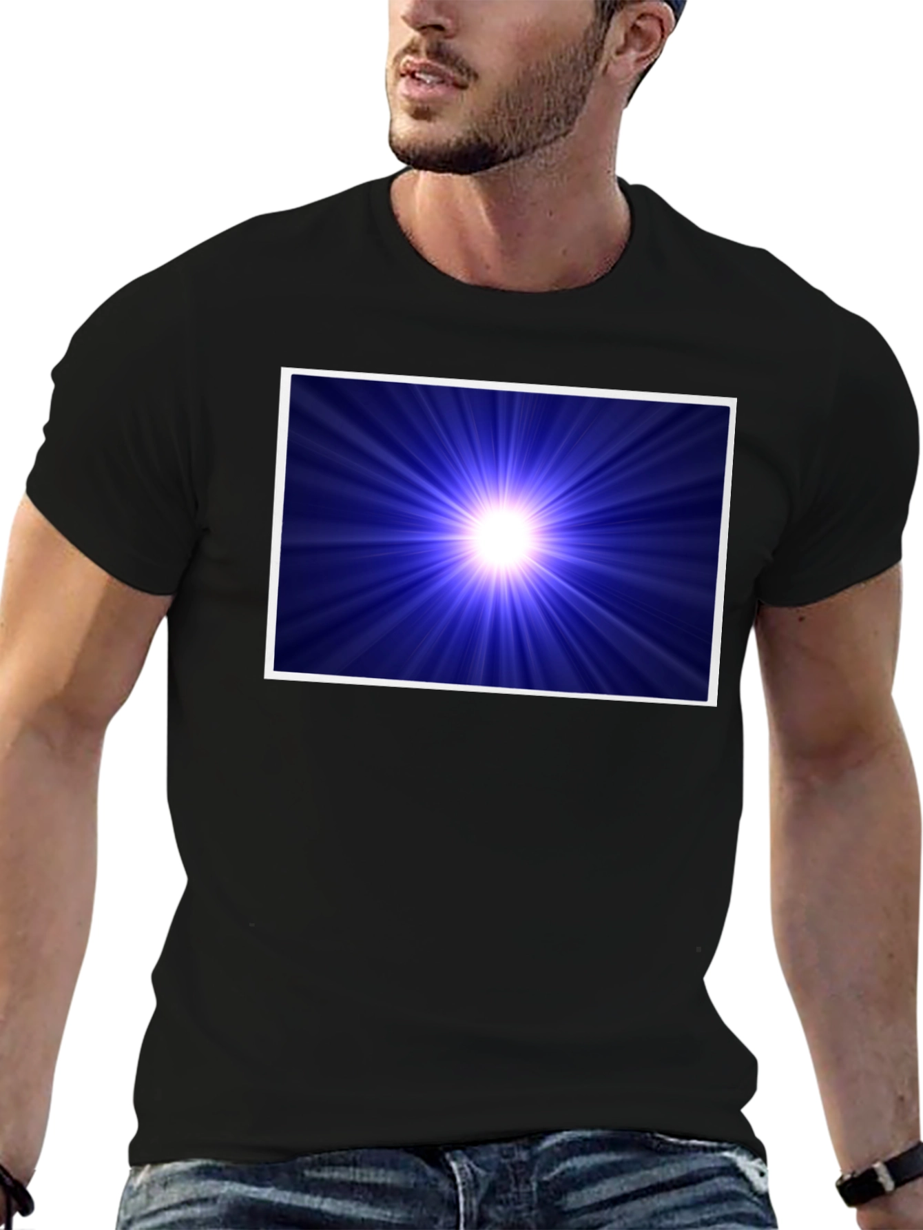 Cosmic Burst Graphic Tee - Black Cotton Blend