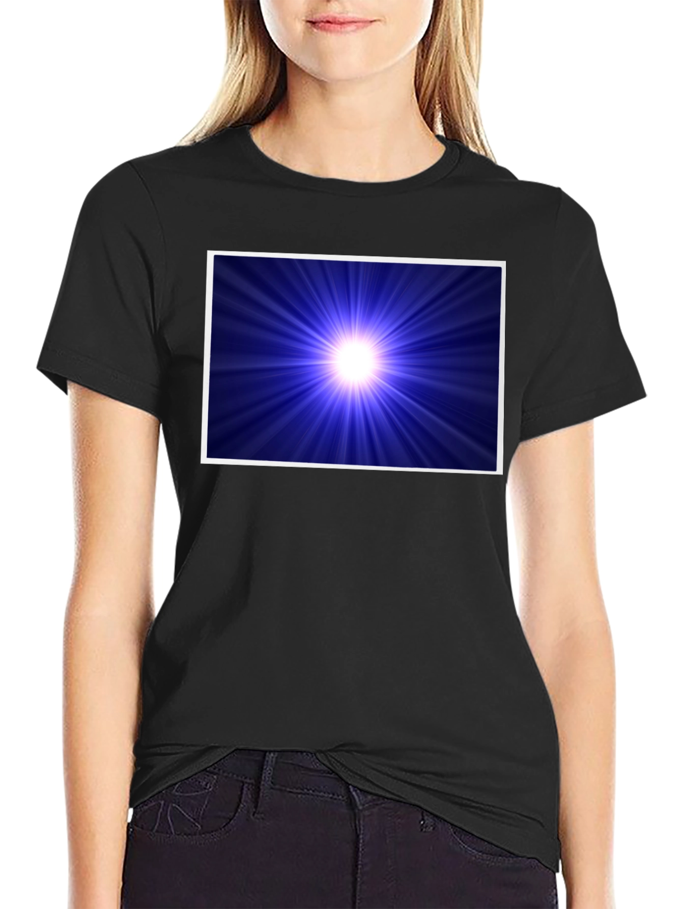 Cosmic Burst Graphic Tee - Black Cotton Blend