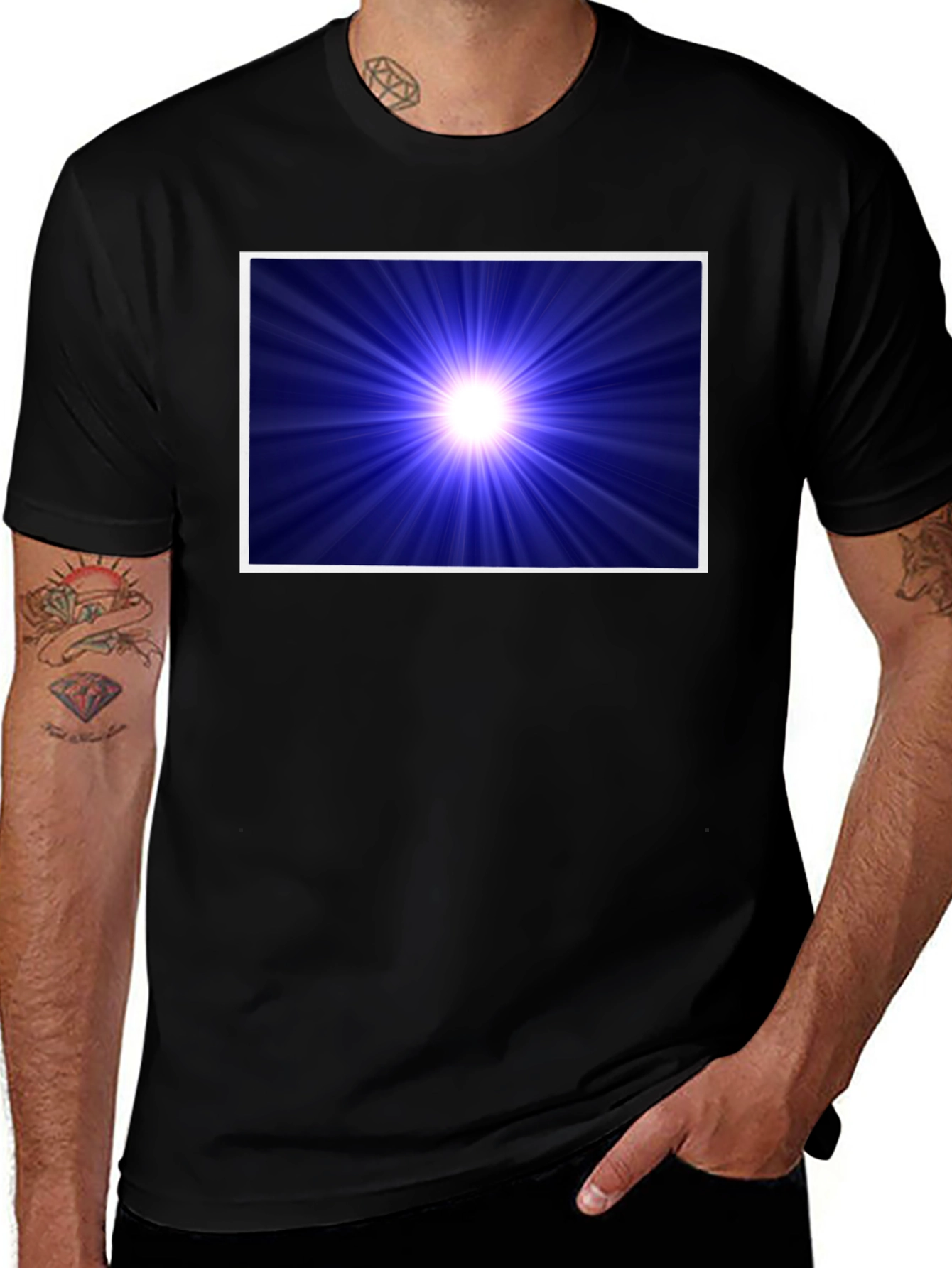 Cosmic Burst Graphic Tee - Black Cotton Blend