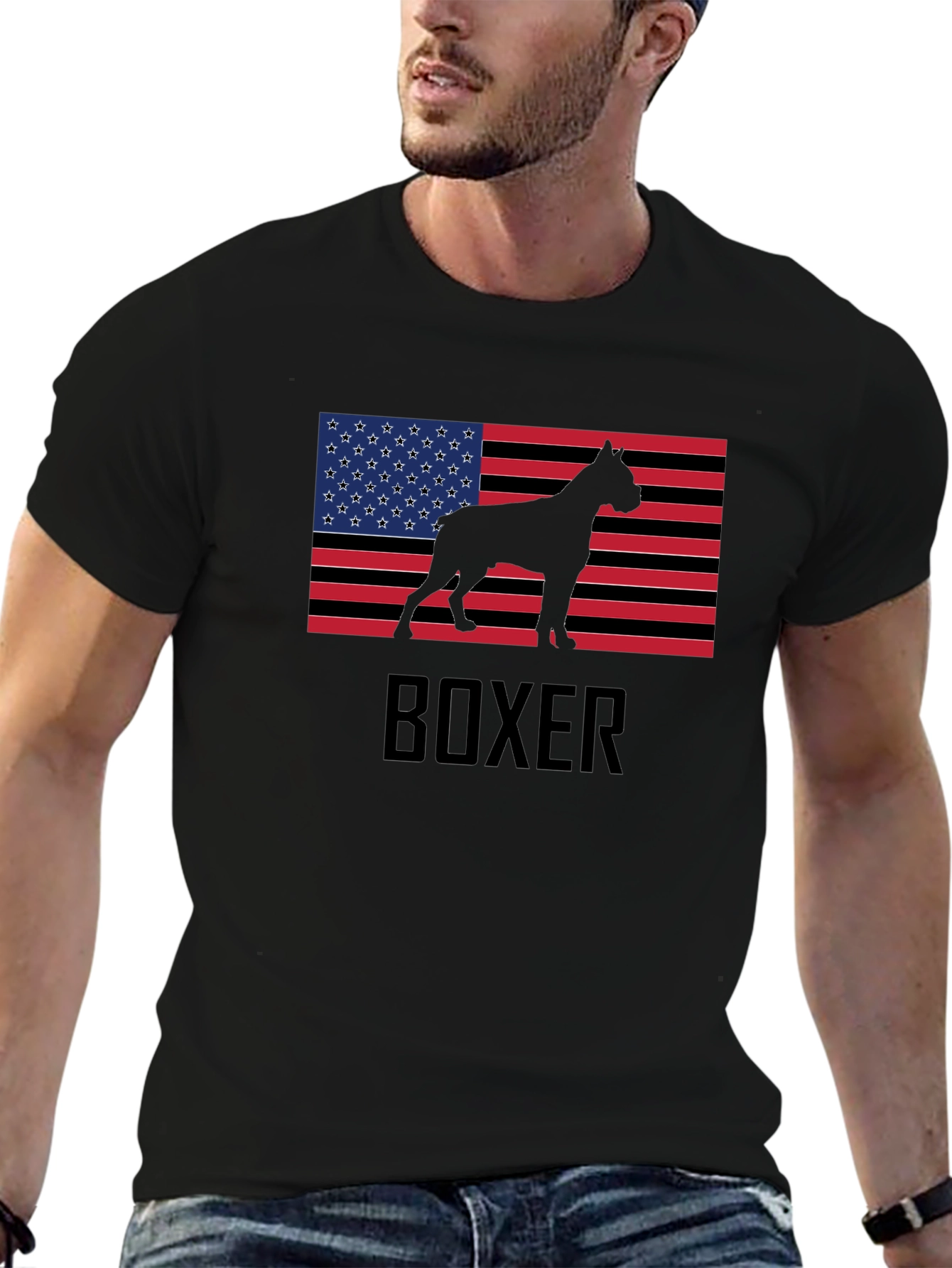 Boxer Dog USA Flag T-Shirt