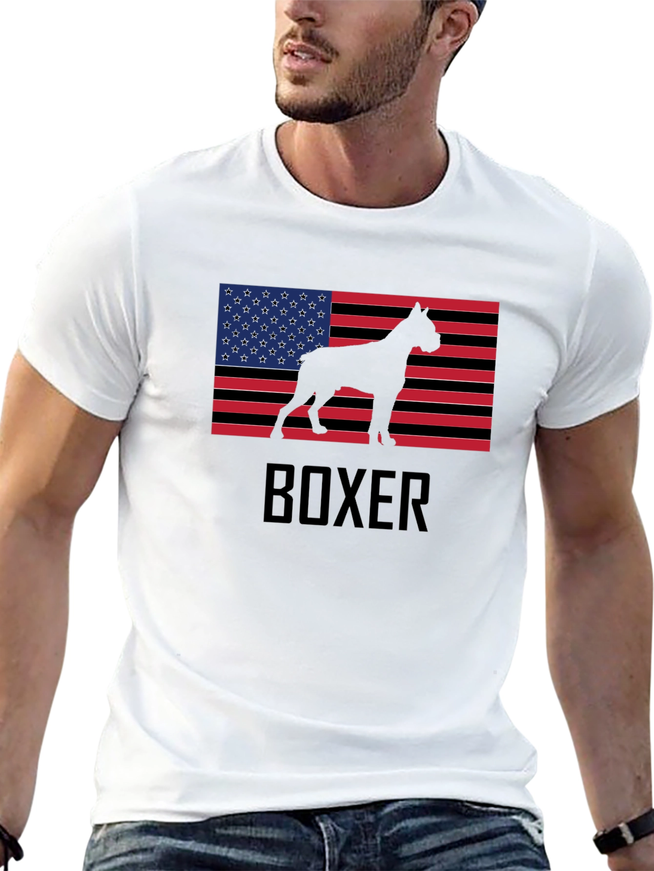 Boxer Dog USA Flag T-Shirt