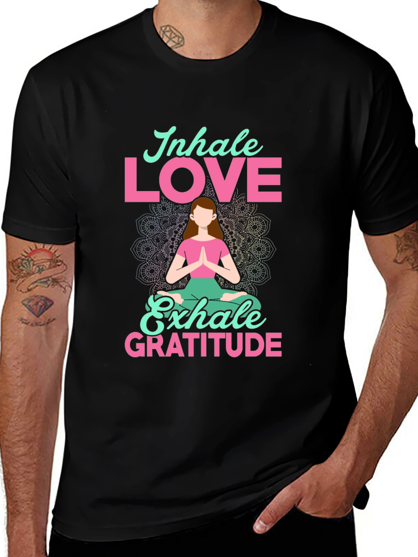 Inhale Love Exhale Gratitude T-Shirt - Yoga Meditation Tee