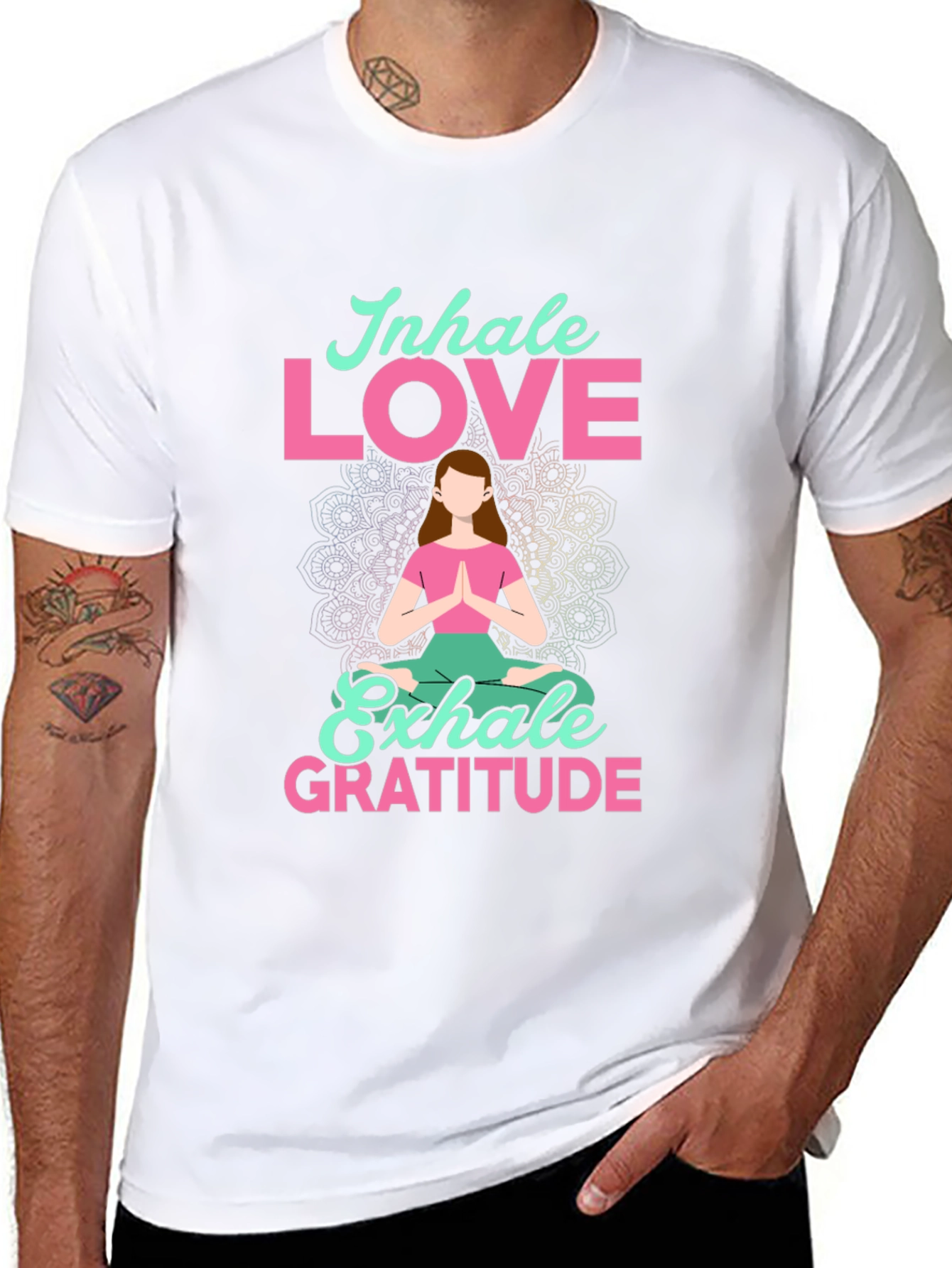Inhale Love Exhale Gratitude T-Shirt - Yoga Meditation Tee