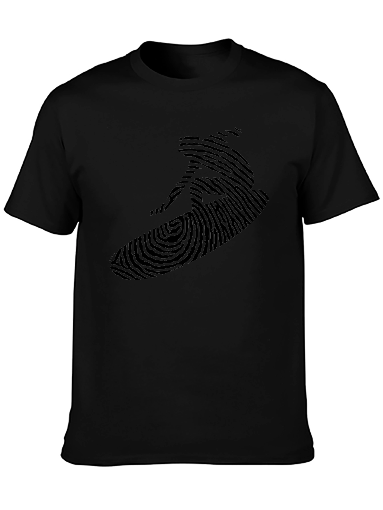 Surfer Fingerprint Design Black T-Shirt