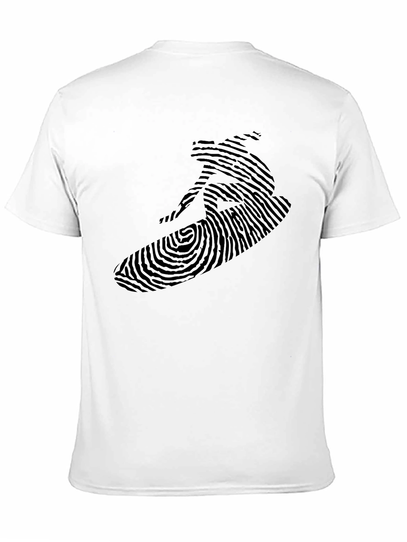 Surfer Fingerprint Design Black T-Shirt