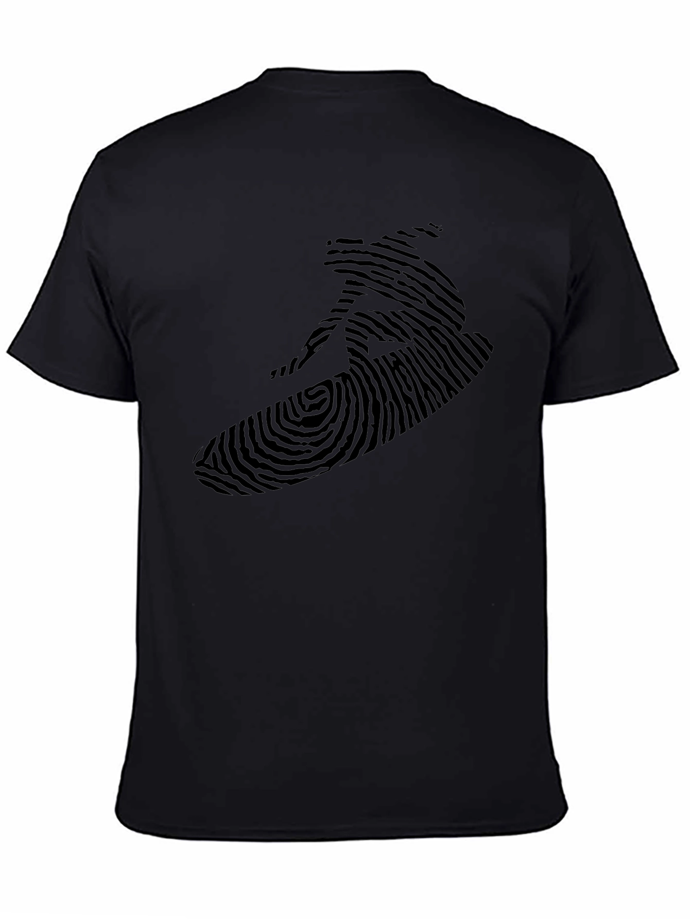 Surfer Fingerprint Design Black T-Shirt