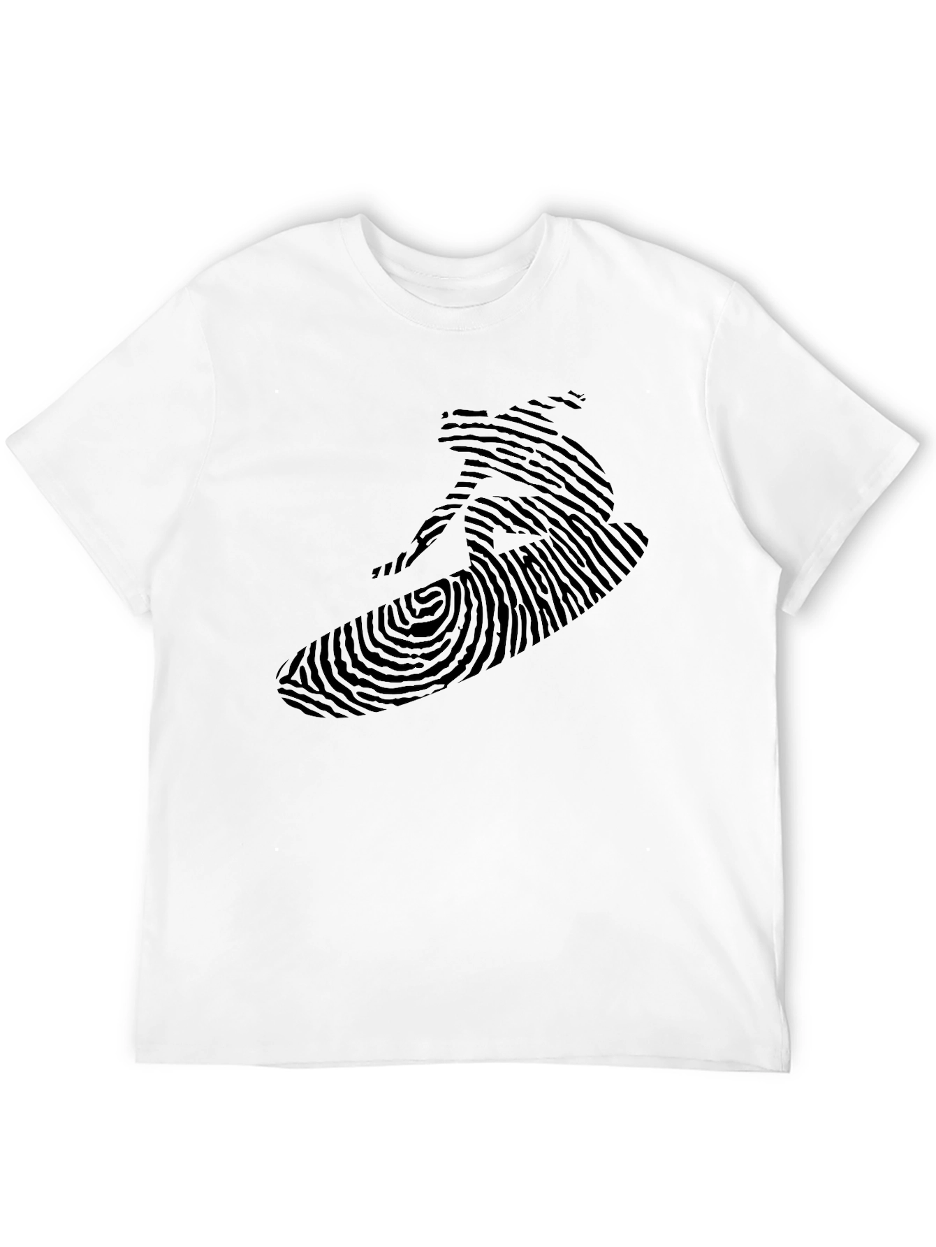 Surfer Fingerprint Design Black T-Shirt