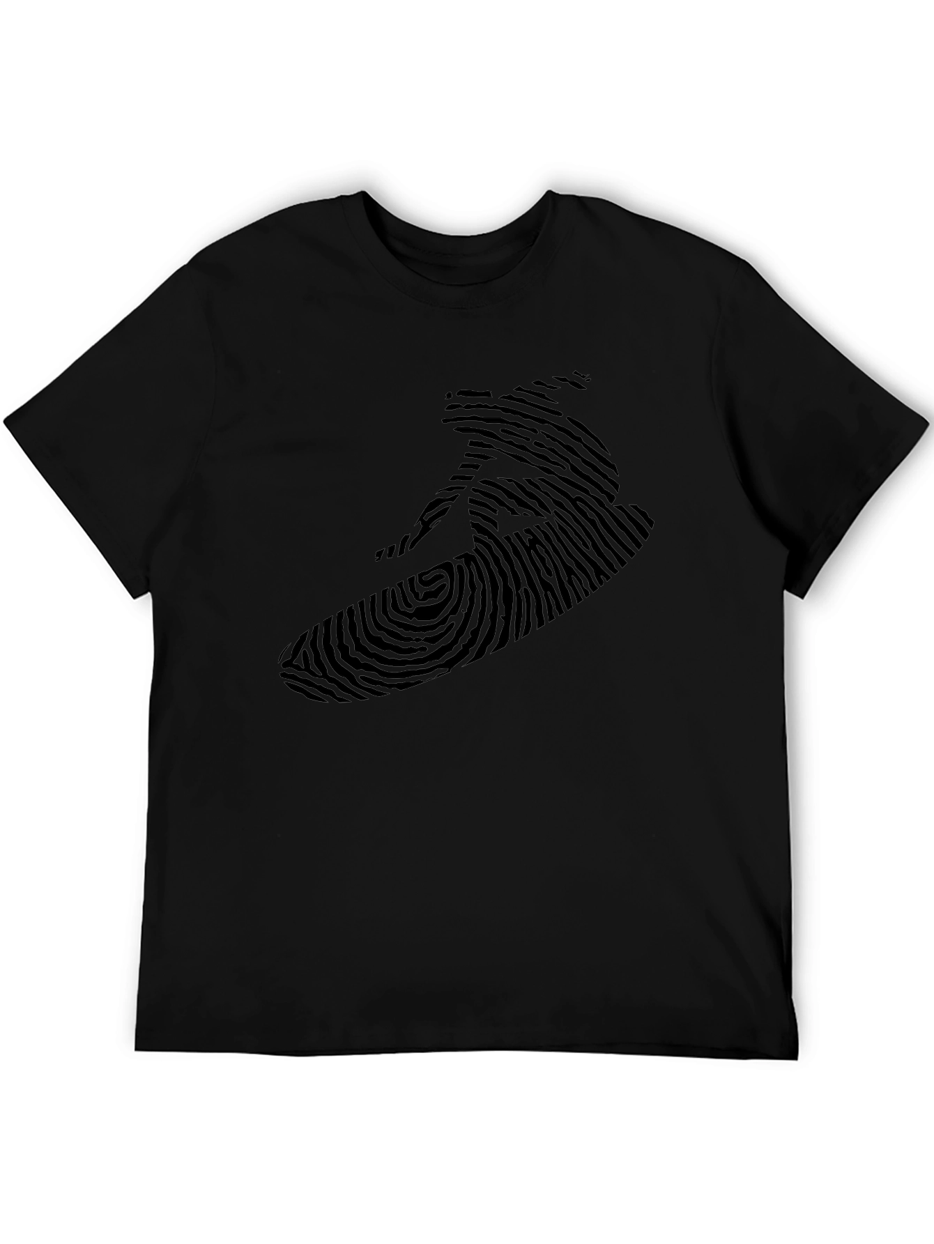 Surfer Fingerprint Design Black T-Shirt