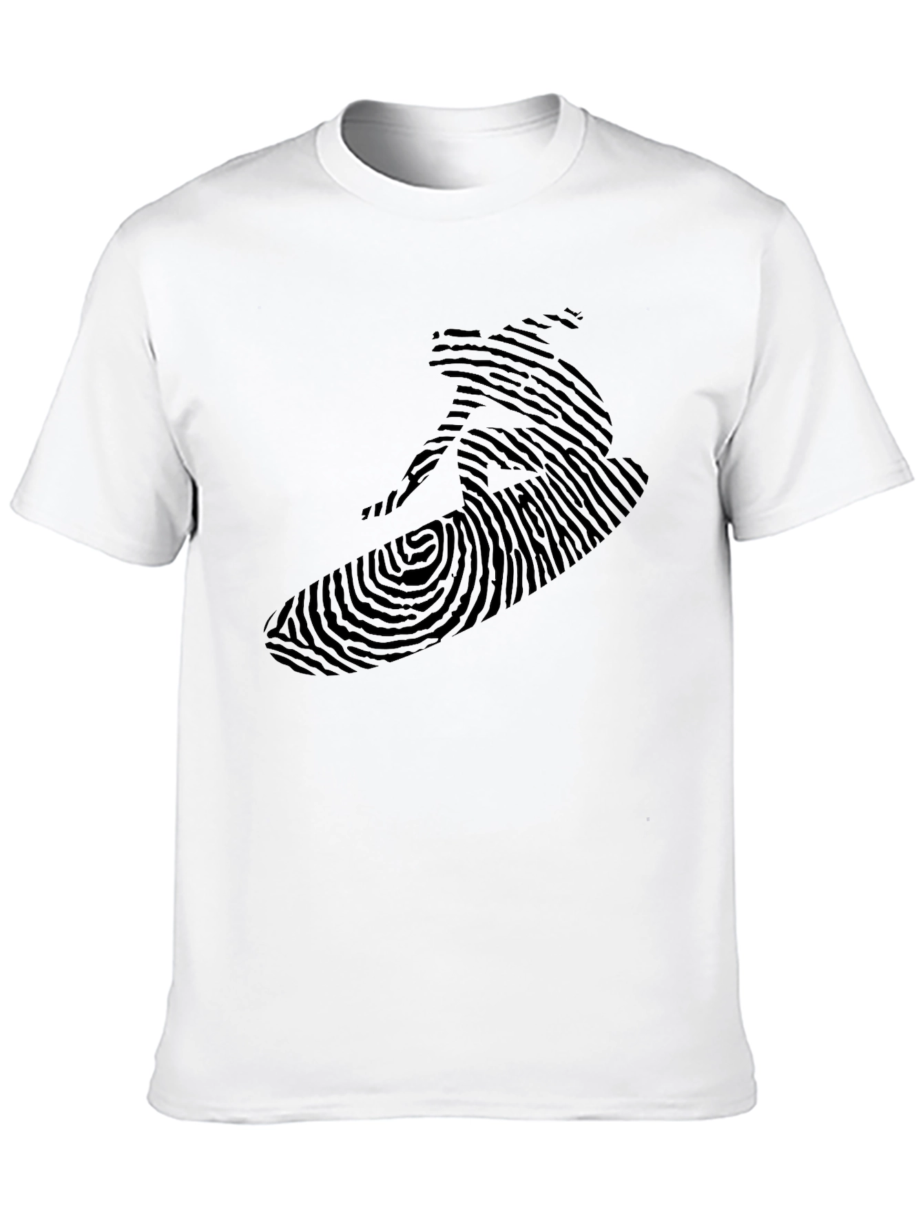 Surfer Fingerprint Design Black T-Shirt