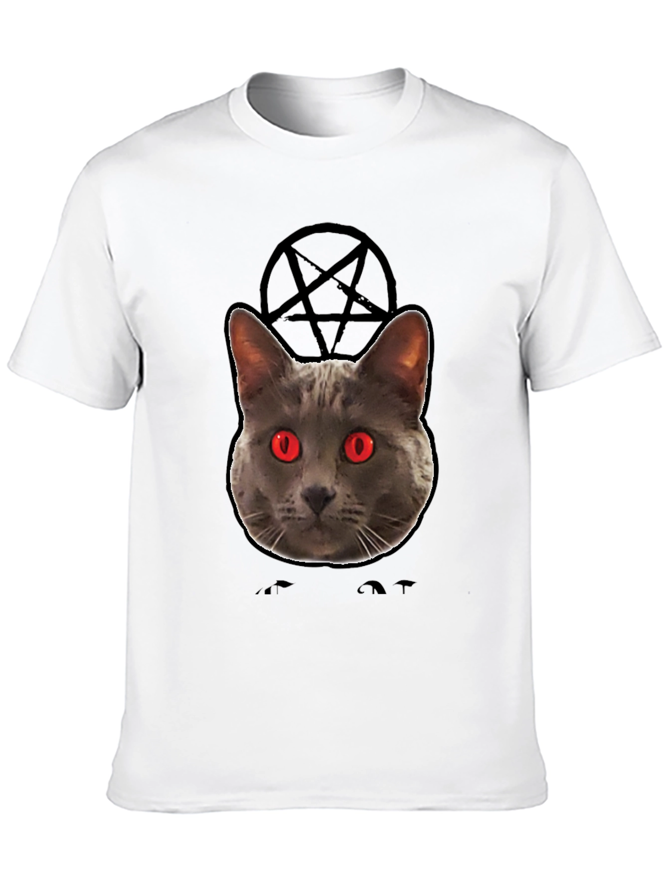 Mens Black T-Shirt with Evil Cat Design