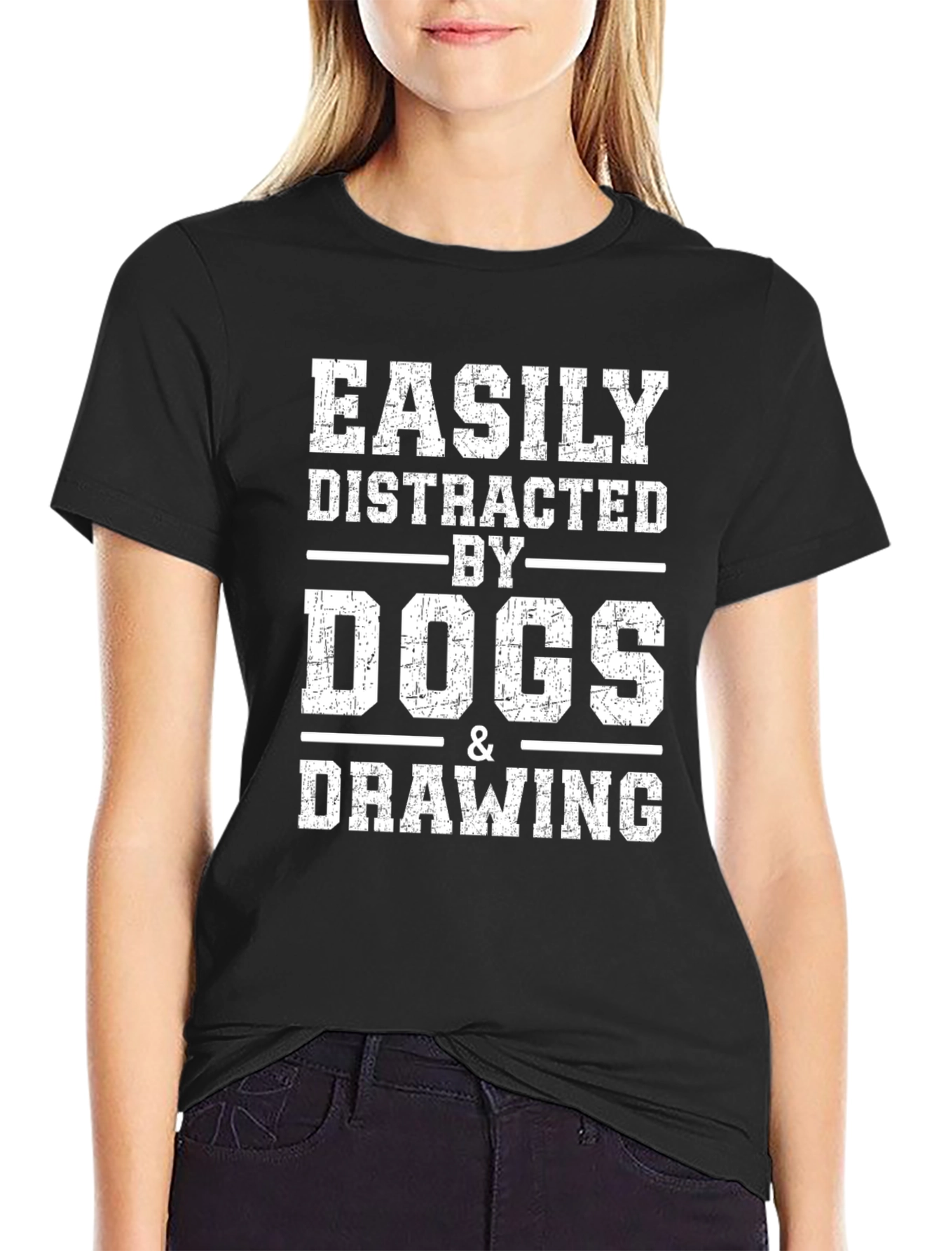 Easily Distracted By Dogs & Drawing T-Shirt