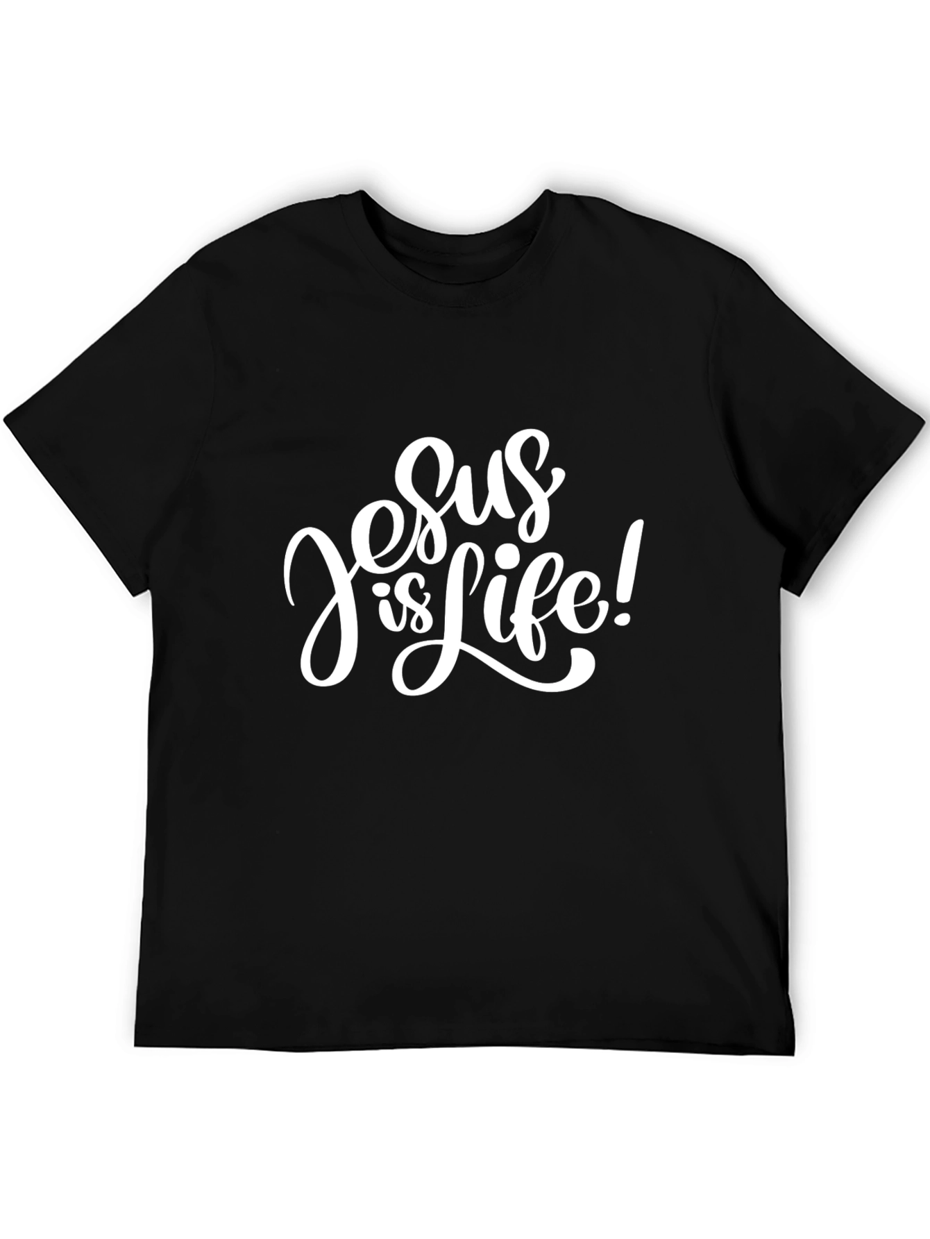Jesus Is Life Black Graphic Tee Christian Faith Shirt