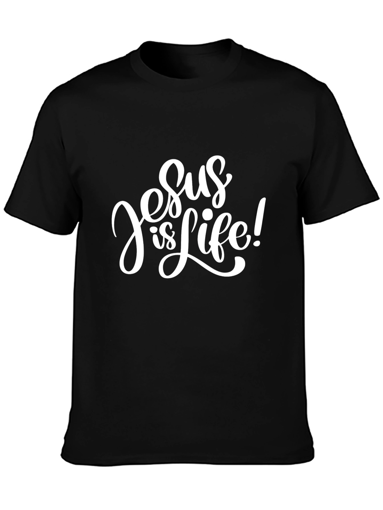 Jesus Is Life Black Graphic Tee Christian Faith Shirt