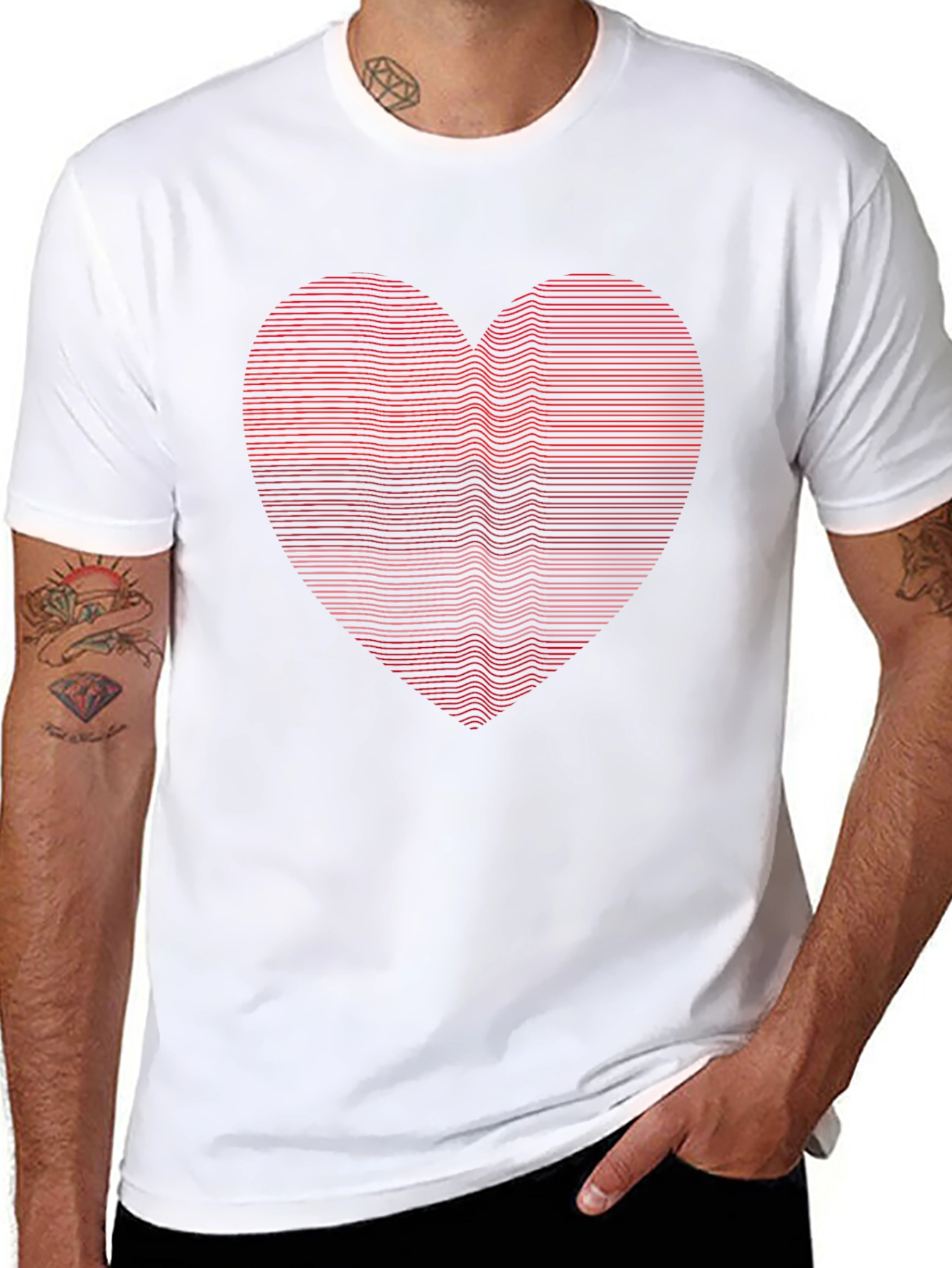 Heart Lines Graphic Tee - Modern Casual Shirt