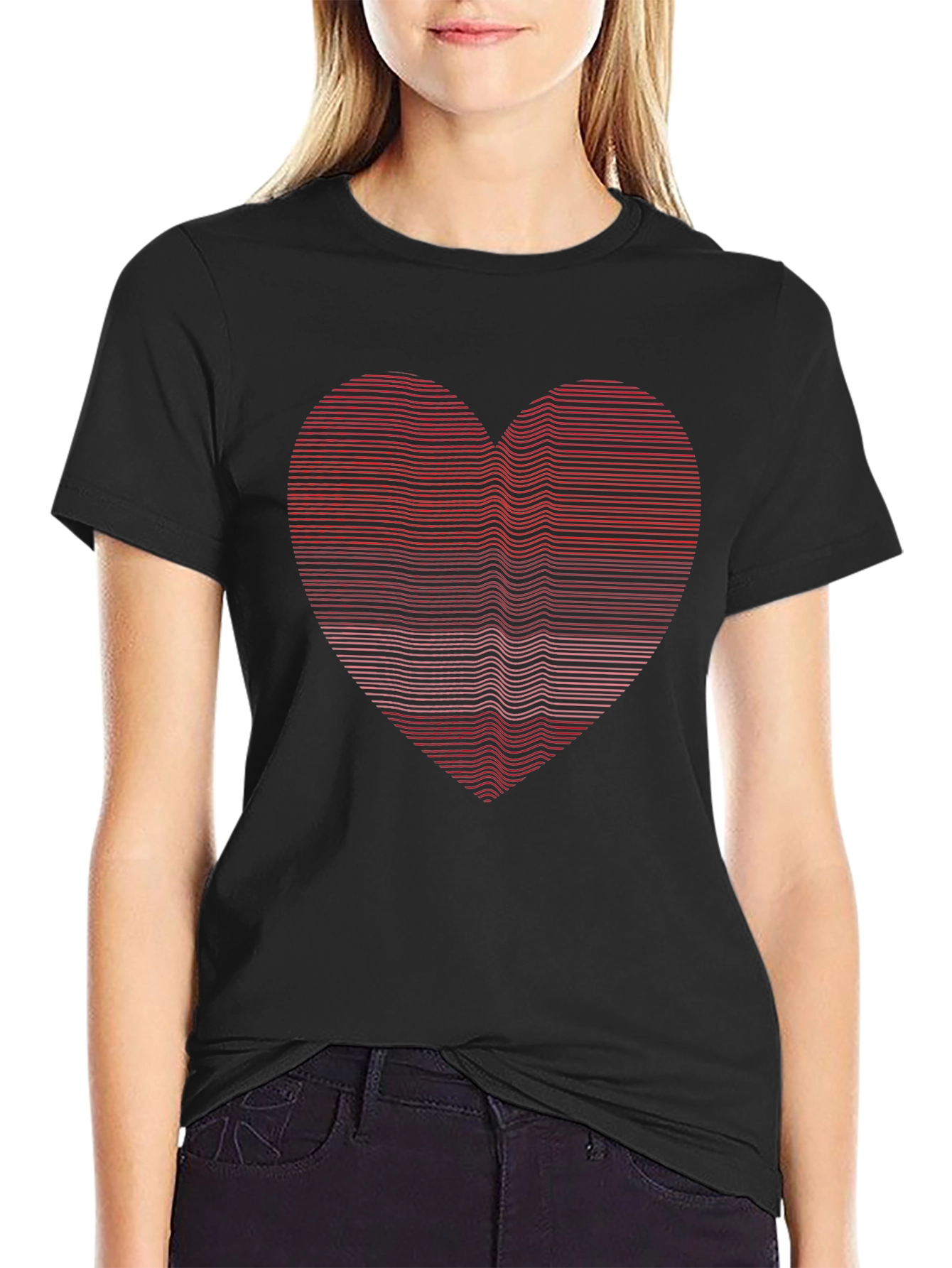 Heart Lines Graphic Tee - Modern Casual Shirt