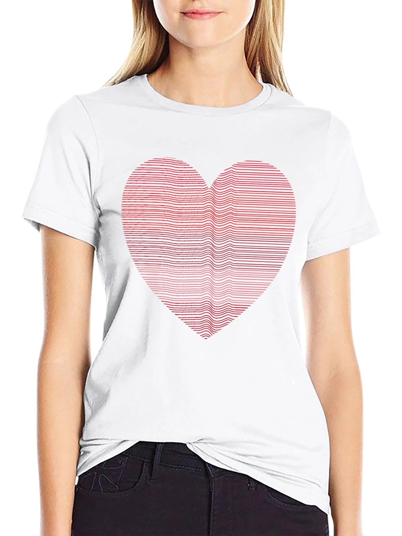 Heart Lines Graphic Tee - Modern Casual Shirt