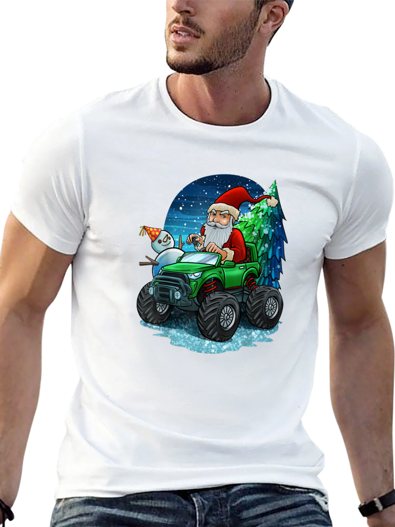Santas Monster Truck Christmas T-Shirt