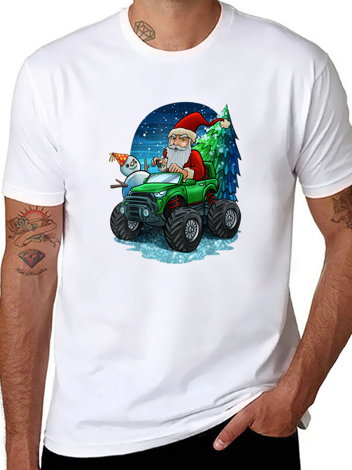 Santas Monster Truck Christmas T-Shirt