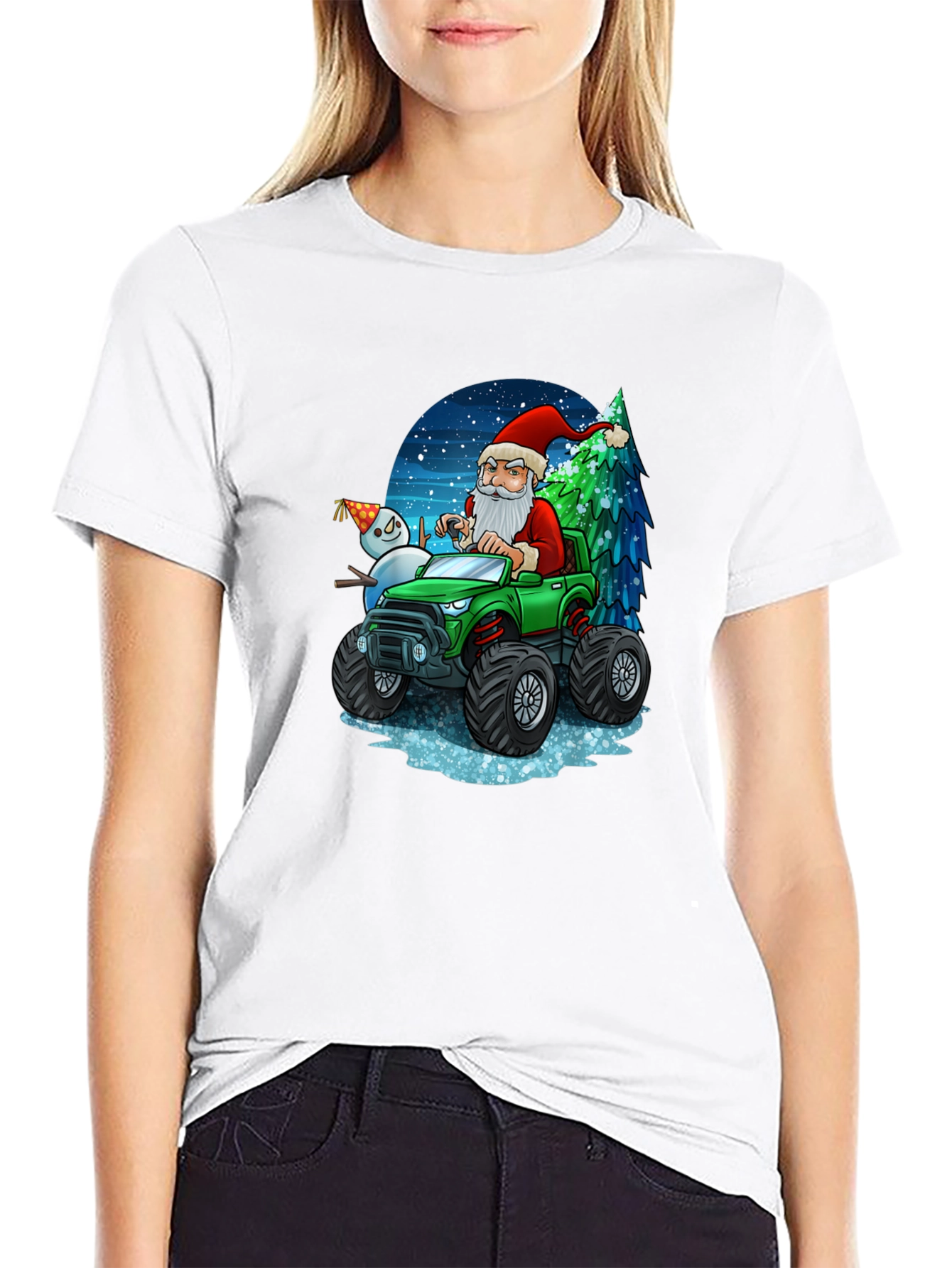 Santas Monster Truck Christmas T-Shirt
