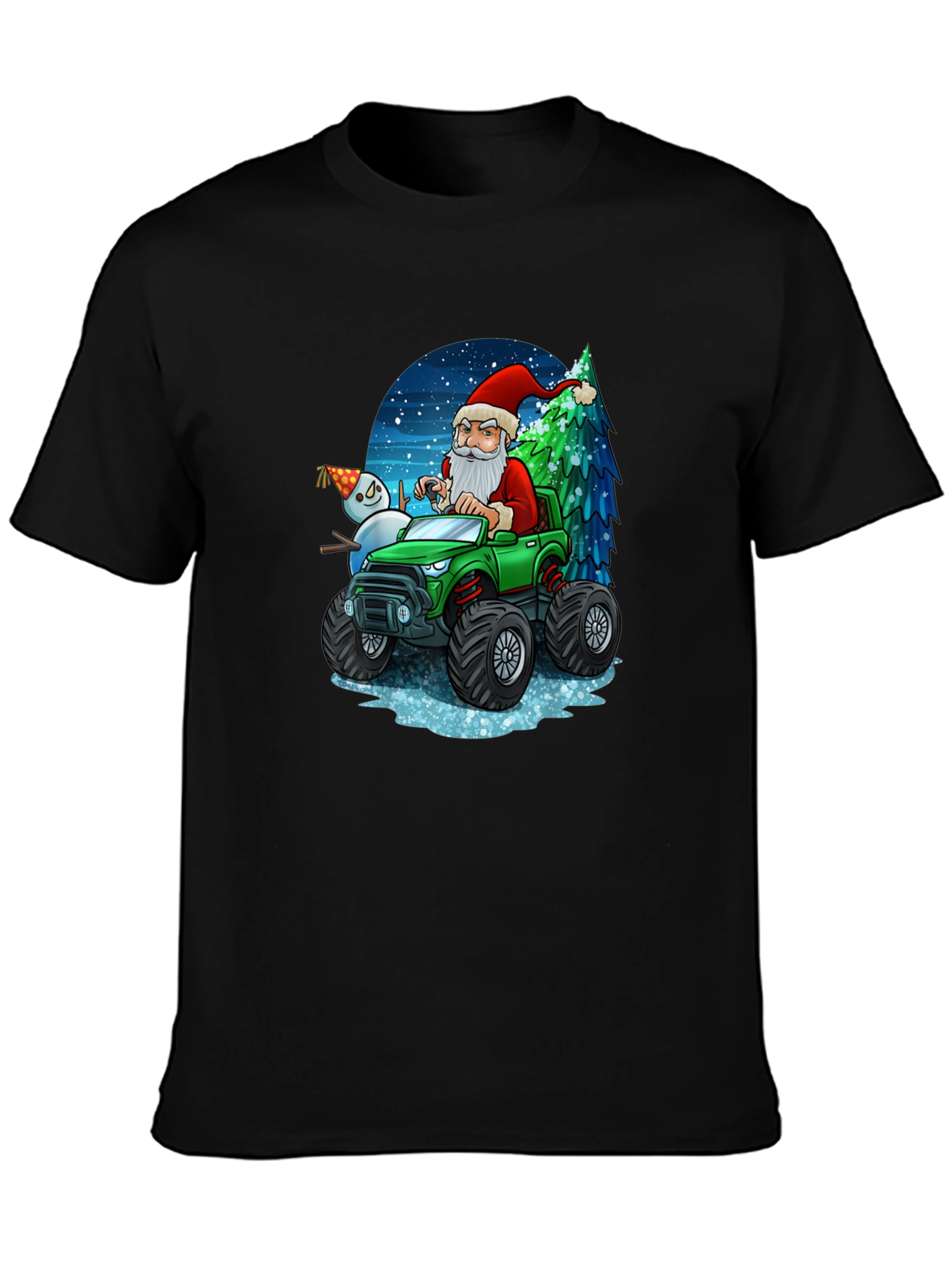 Santas Monster Truck Christmas T-Shirt
