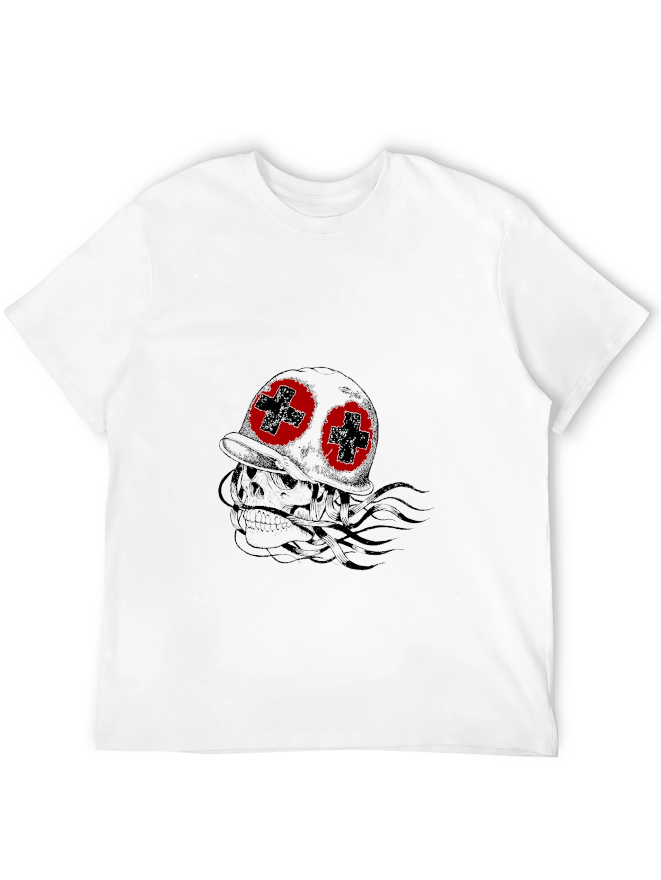 Skull with Helmet T-Shirt - Edgy Graphic Tee