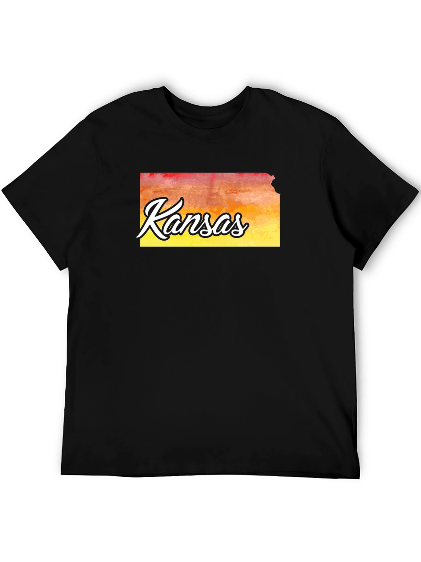 Kansas State Outline T-Shirt - Stylish Black Tee