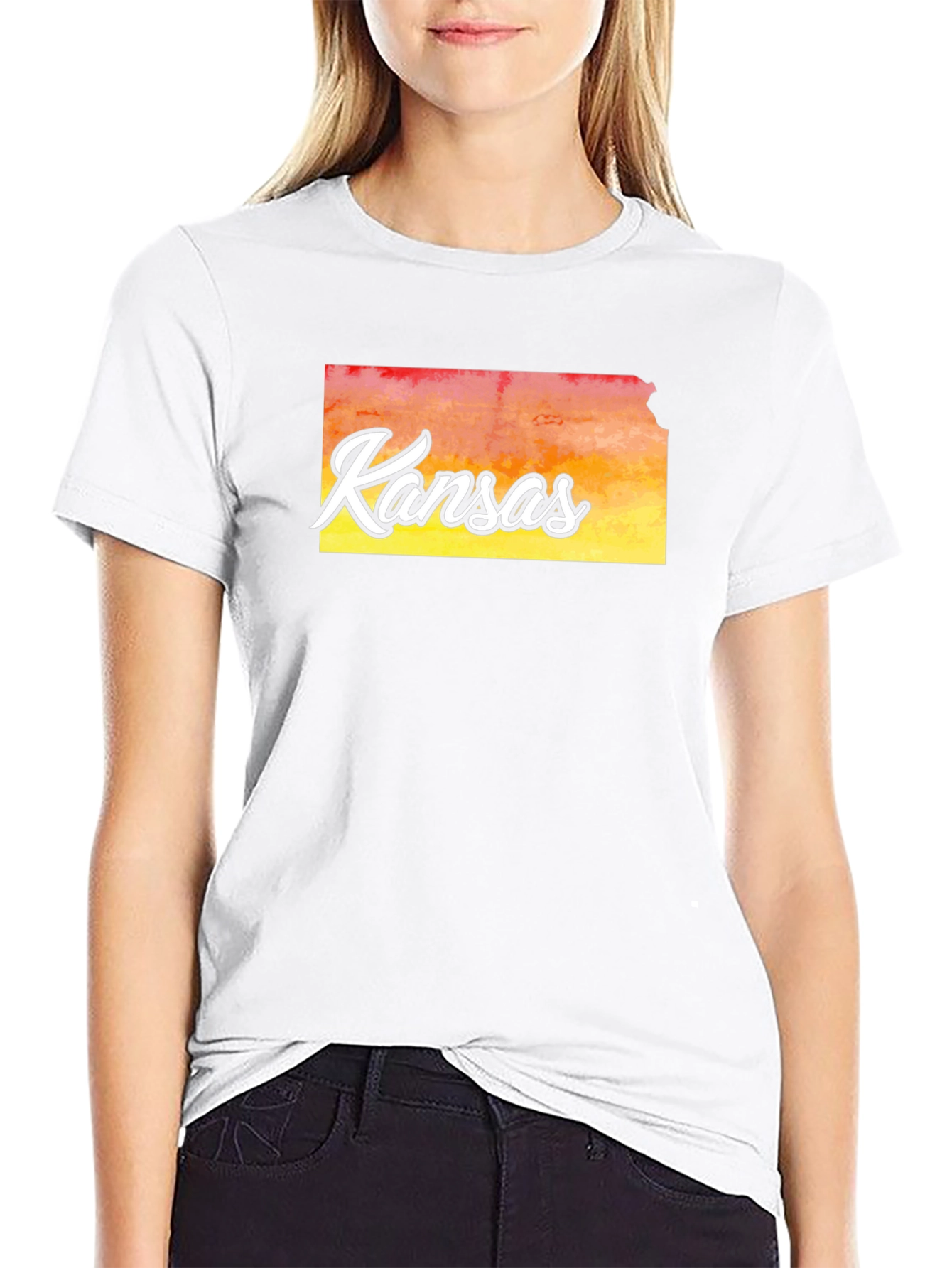 Kansas State Outline T-Shirt - Stylish Black Tee