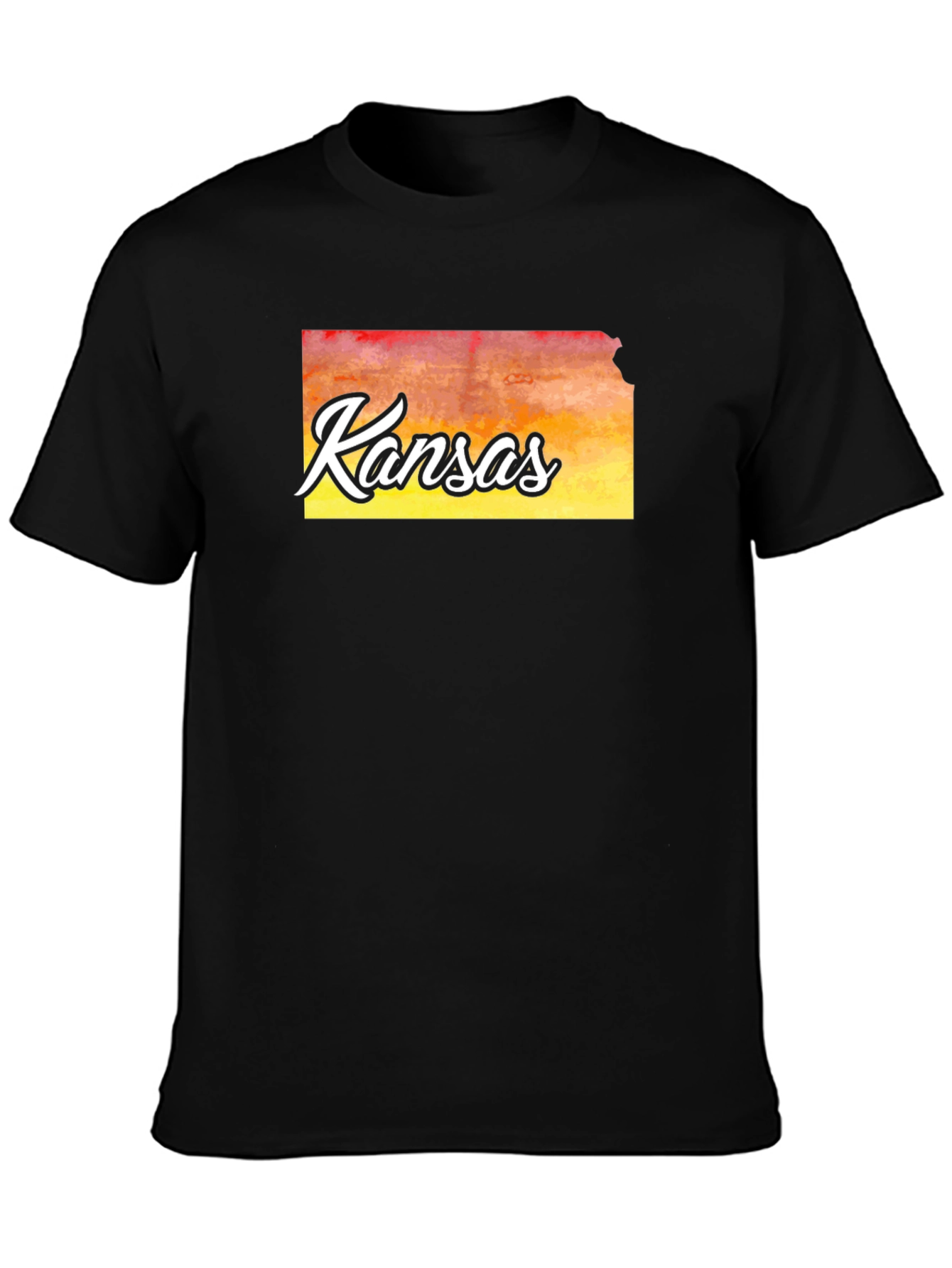 Kansas State Outline T-Shirt - Stylish Black Tee