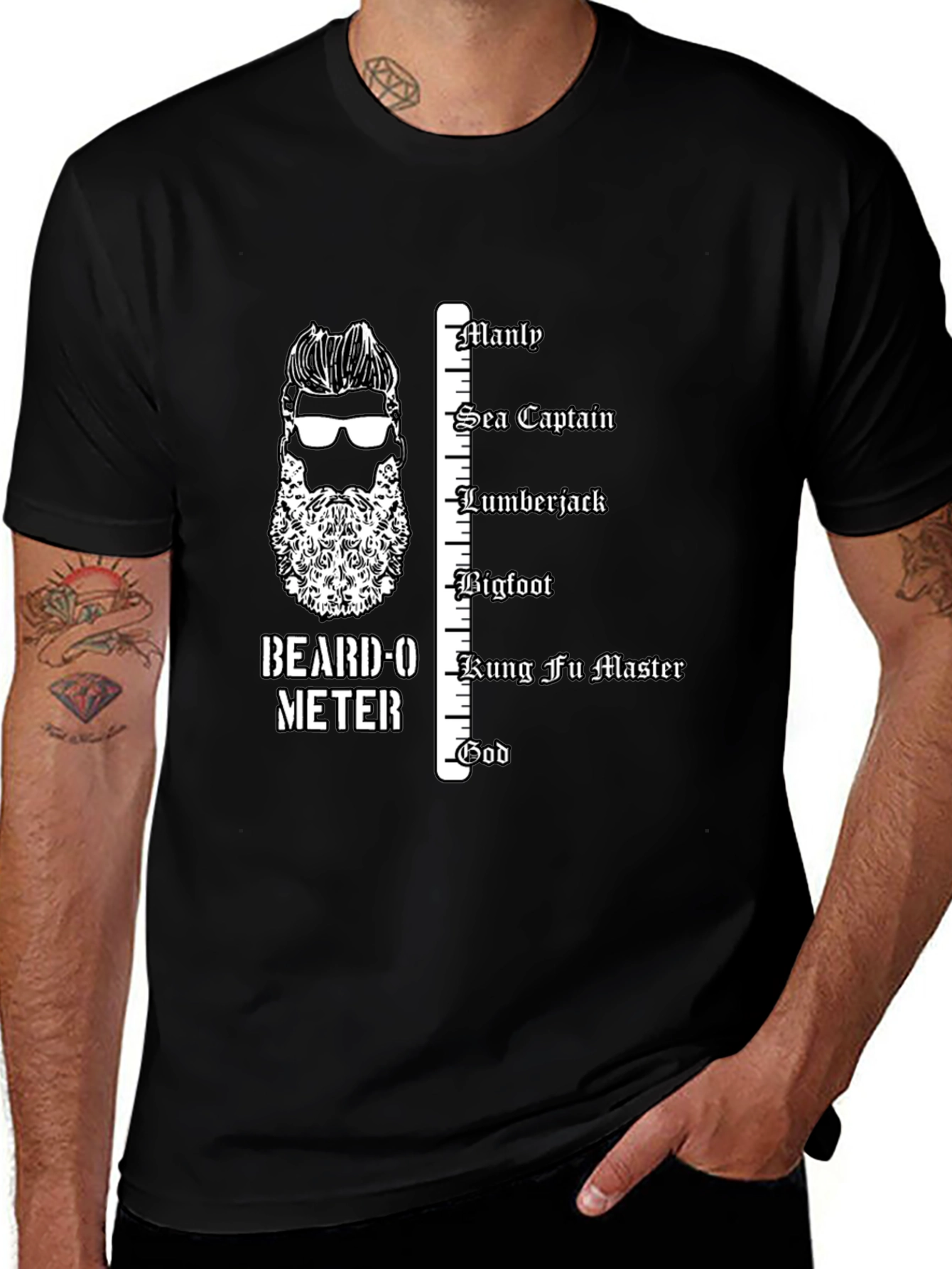 Beard-O-Meter Graphic Tee - Manly Humor T-Shirt