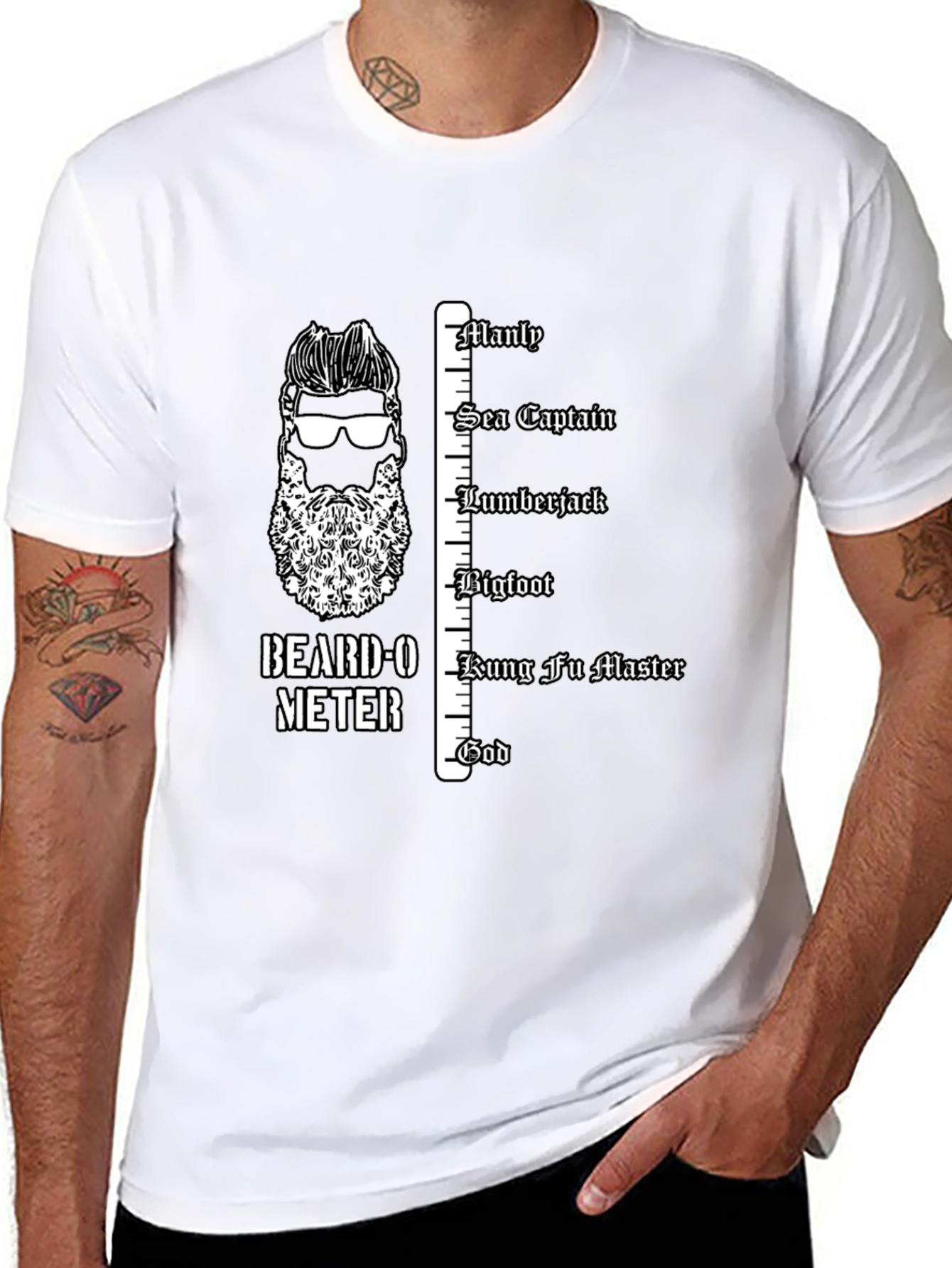Beard-O-Meter Graphic Tee - Manly Humor T-Shirt