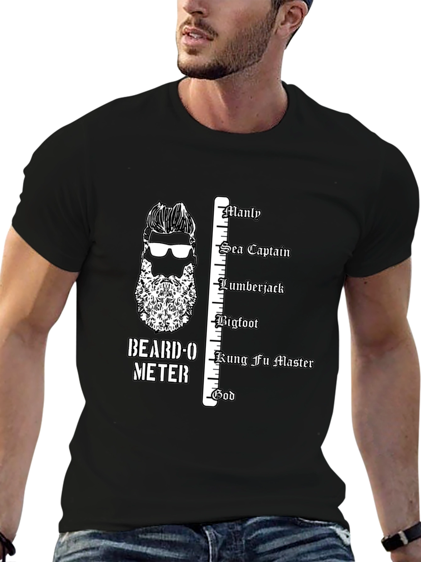 Beard-O-Meter Graphic Tee - Manly Humor T-Shirt