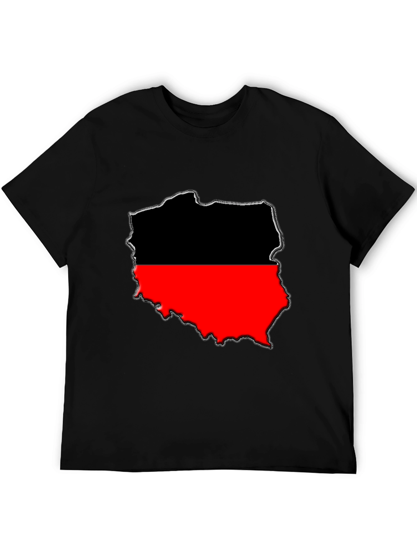 Poland Map T-Shirt - Black & Red Graphic Tee