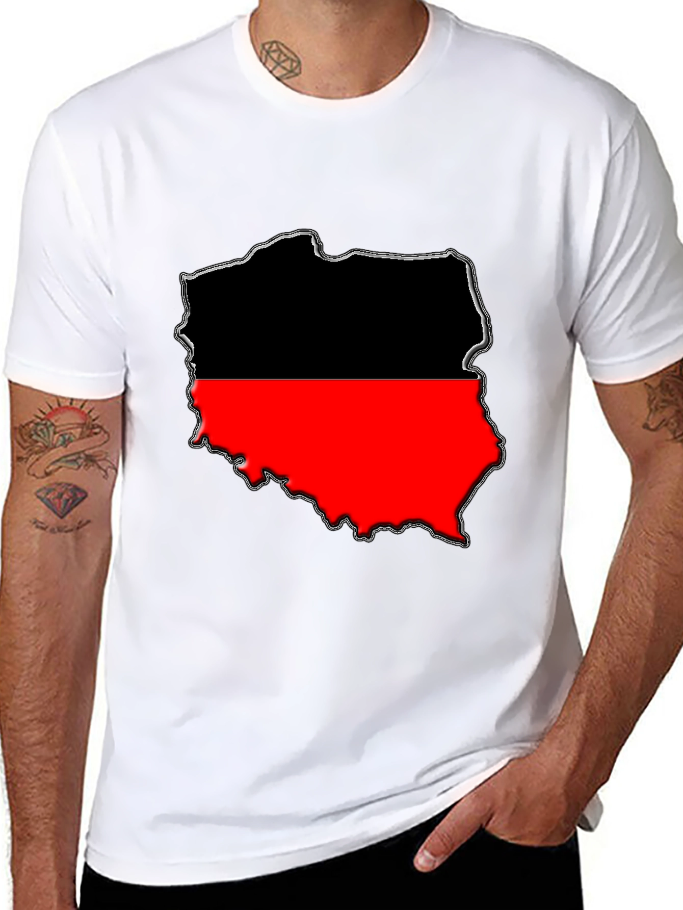 Poland Map T-Shirt - Black & Red Graphic Tee