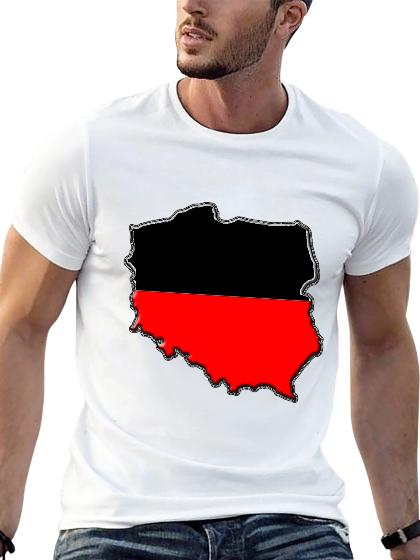 Poland Map T-Shirt - Black & Red Graphic Tee