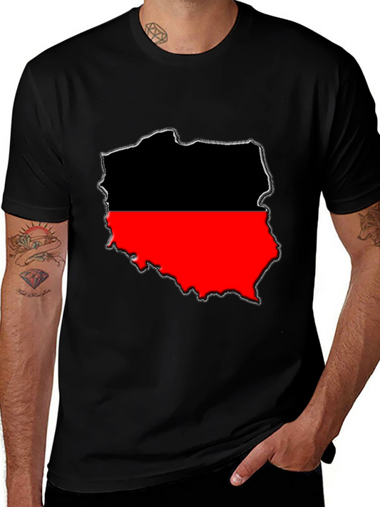 Poland Map T-Shirt - Black & Red Graphic Tee